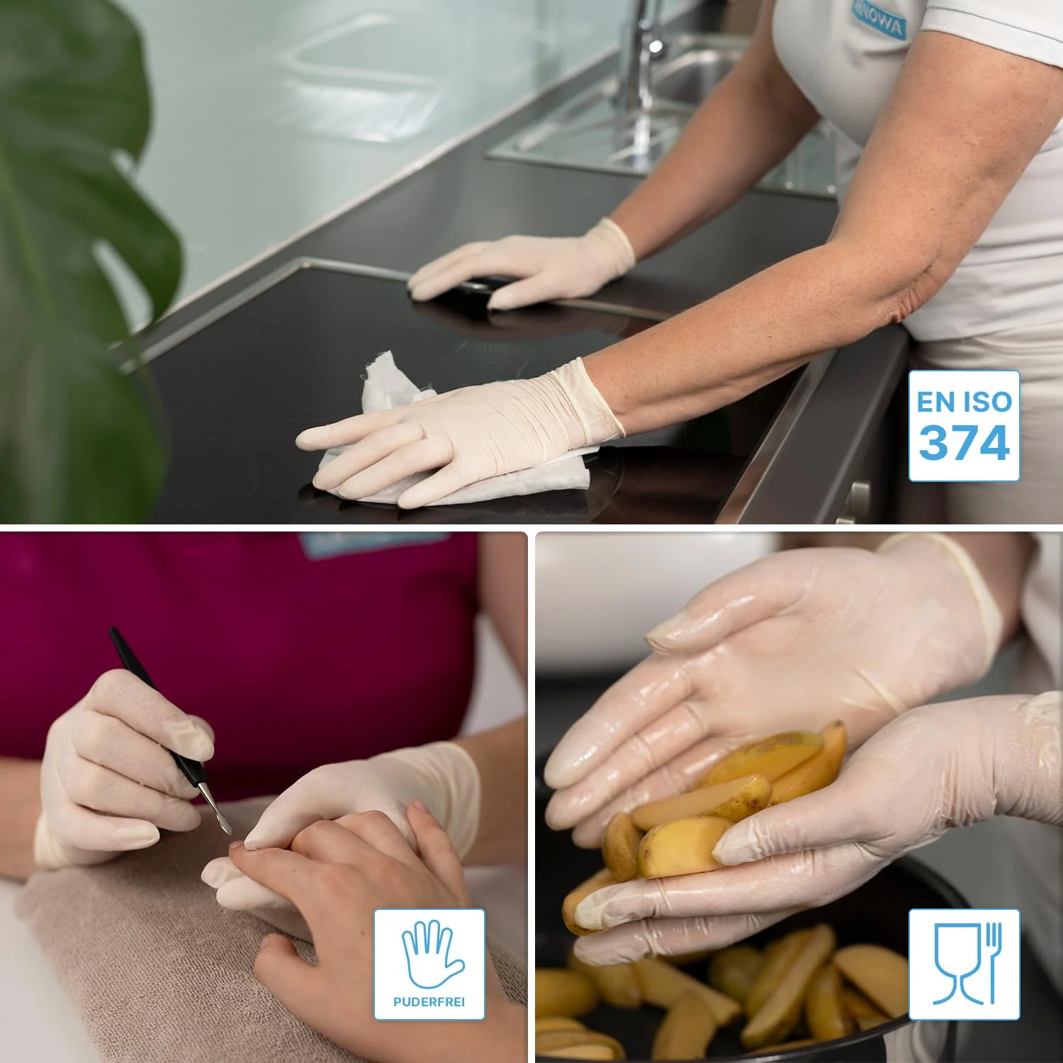 ARNOMED 100 x Disposable Gloves M, Latex Gloves White (1 x 100 Pieces), Disposable Gloves, Powder-Free, Latex Disposable Gloves, Cleaning Gloves, Latex Gloves, Disposable/Disposable Gloves XS, S, M, L - Image 5