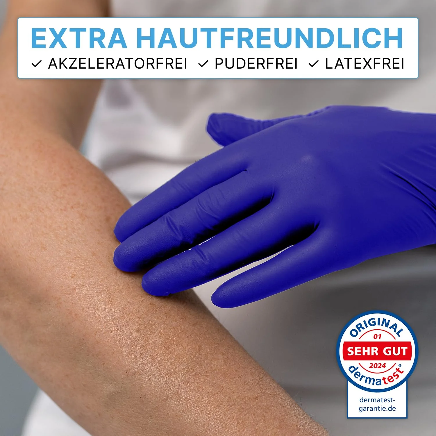 ARNOMED Disposable Gloves XL, Nitrile Gloves, Accelerator-Free, Latex-Free, Disposable Gloves in Violet Blue, Allergy Friendly Rubber Gloves, Disposable Gloves in S, M, L, XL, Pack of 100 - Image 2