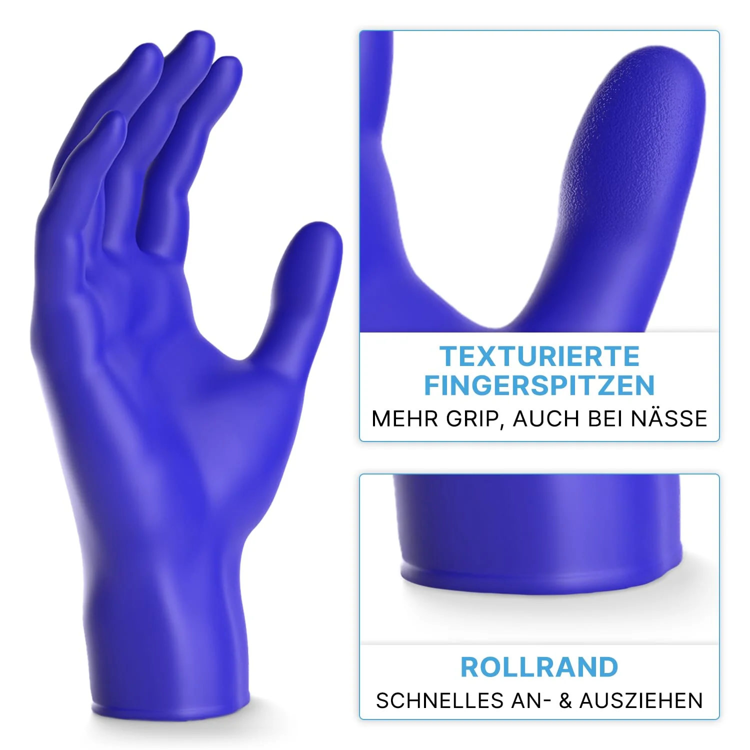 ARNOMED Disposable Gloves XL, Nitrile Gloves, Accelerator-Free, Latex-Free, Disposable Gloves in Violet Blue, Allergy Friendly Rubber Gloves, Disposable Gloves in S, M, L, XL, Pack of 100 - Image 4