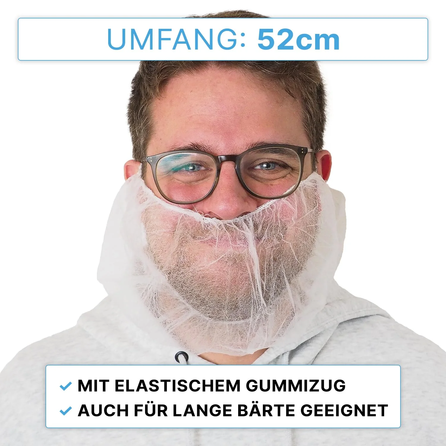 ARNOMED PP Beard Net, Disposable Beard Bandage, White, Beard Hood with Elastic Band, Beard Net 52 cm, Beard Protection 10 g/m², Beard Protection Mask, Food-Grade Beard Protection, Beard Protection, 100 - Image 5
