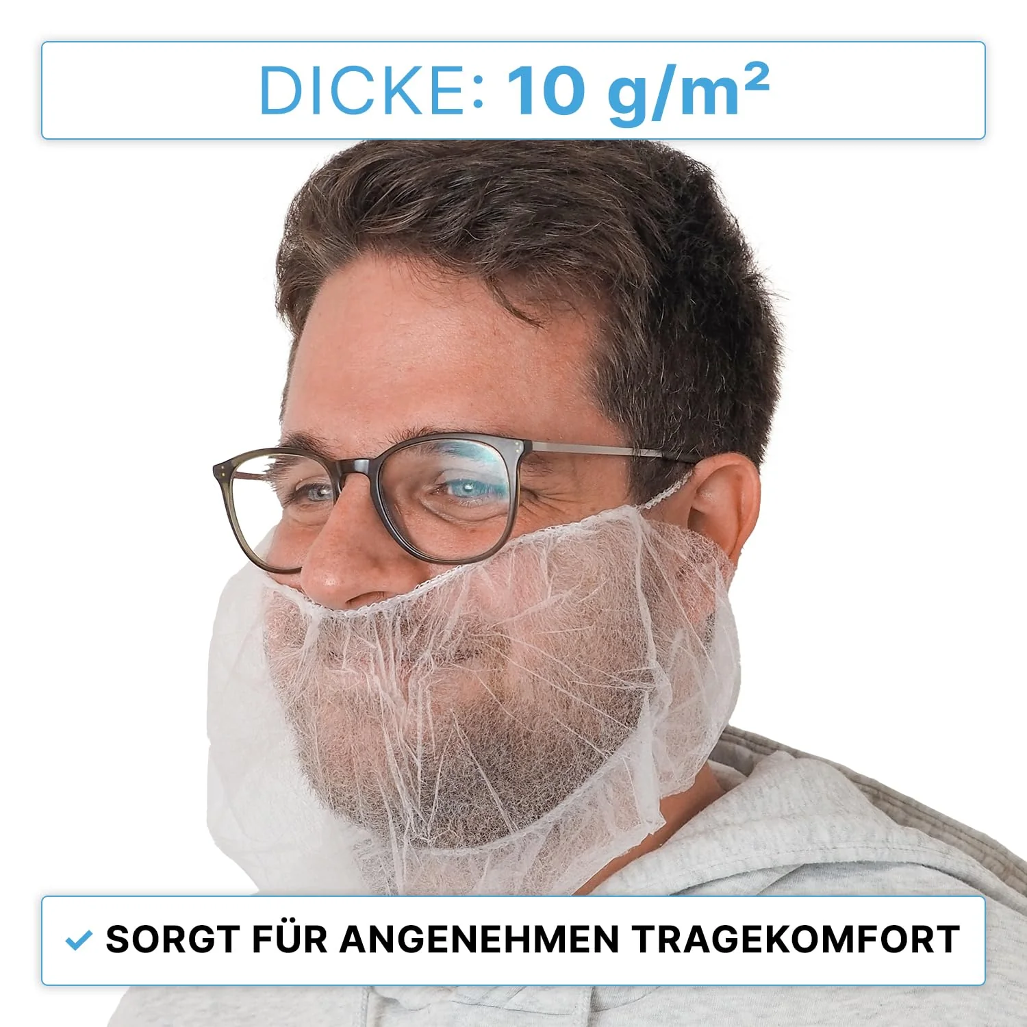 ARNOMED PP Beard Net, Disposable Beard Bandage, White, Beard Hood with Elastic Band, Beard Net 52 cm, Beard Protection 10 g/m², Beard Protection Mask, Food-Grade Beard Protection, Beard Protection, 100 - Image 6