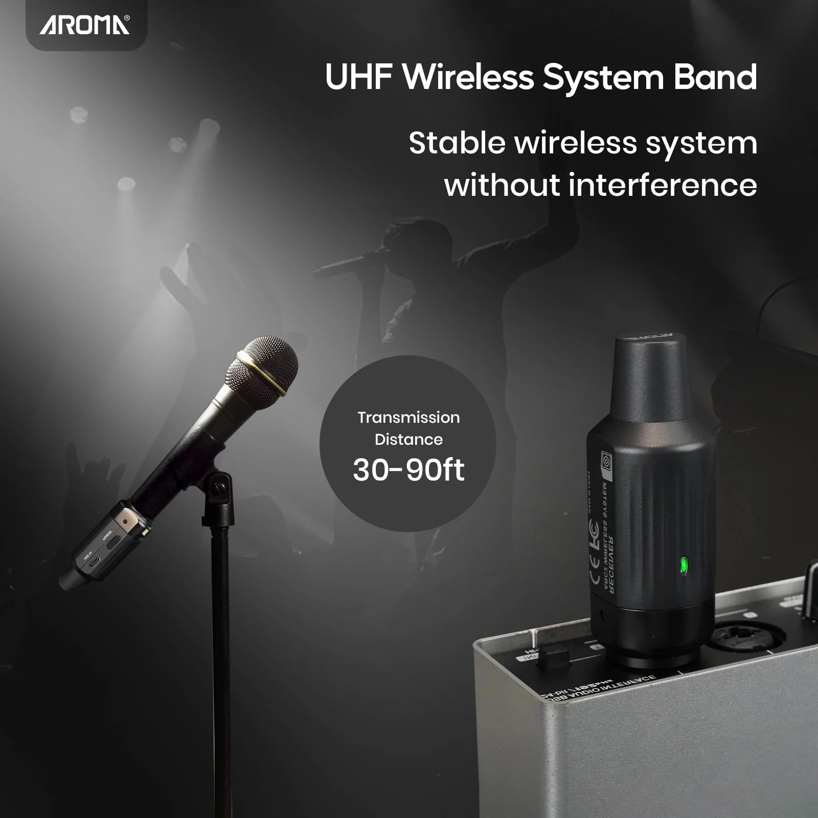 AROMA Wireless XLR Transmitter Receiver, UHF Wireless Microphone Audio System for Dynamic Mics PA Mixer - Image 3