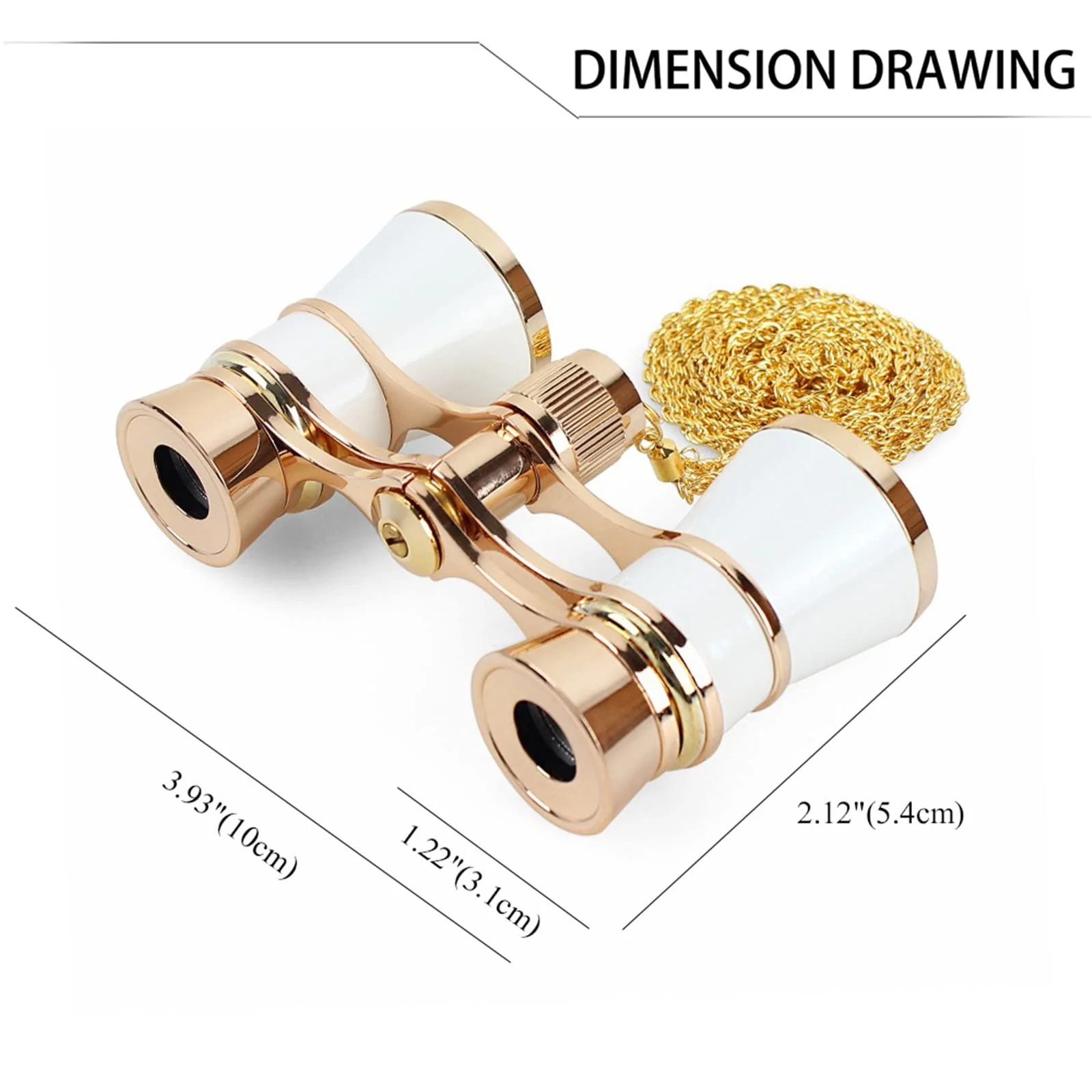 Aroncent Opera Glasses Binoculars 3X25 Theater Opera Glasses Mini Binocular Compact Opera Glasses with Chain for Adults Kids Women Vintage Opera Glasses Binoculars for Theater Musical Concert C-White with Chian - Image 3
