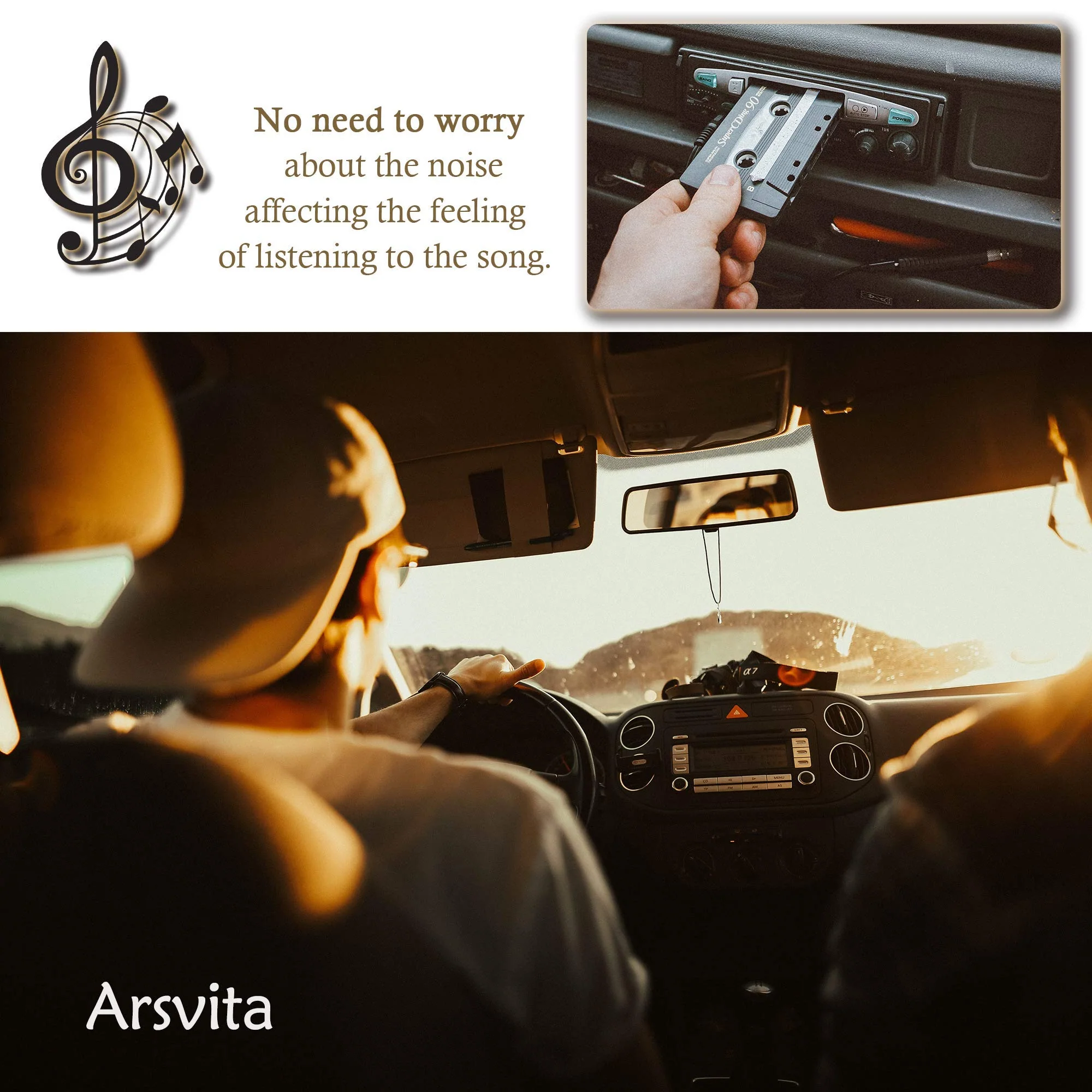 Arsvita Car Audio Cassette to Aux Adapter , 3.5 MM Auxillary Cable Tape Adapter - Image 7