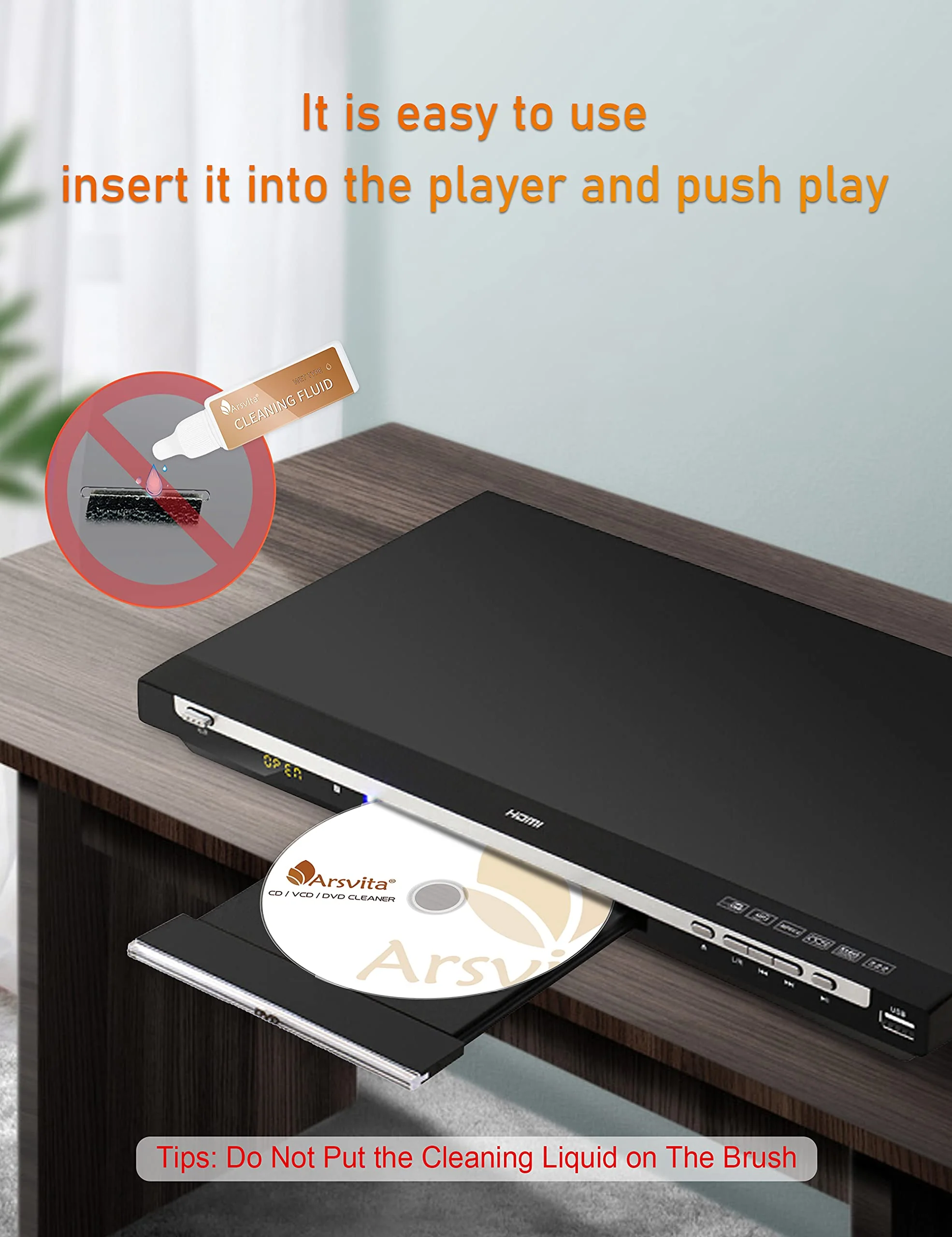Arsvita Laser Lens Cleaner Disc Cleaning Set for CD/VCD/DVD Player, Safe and Effective, ARCD-04 - Image 3