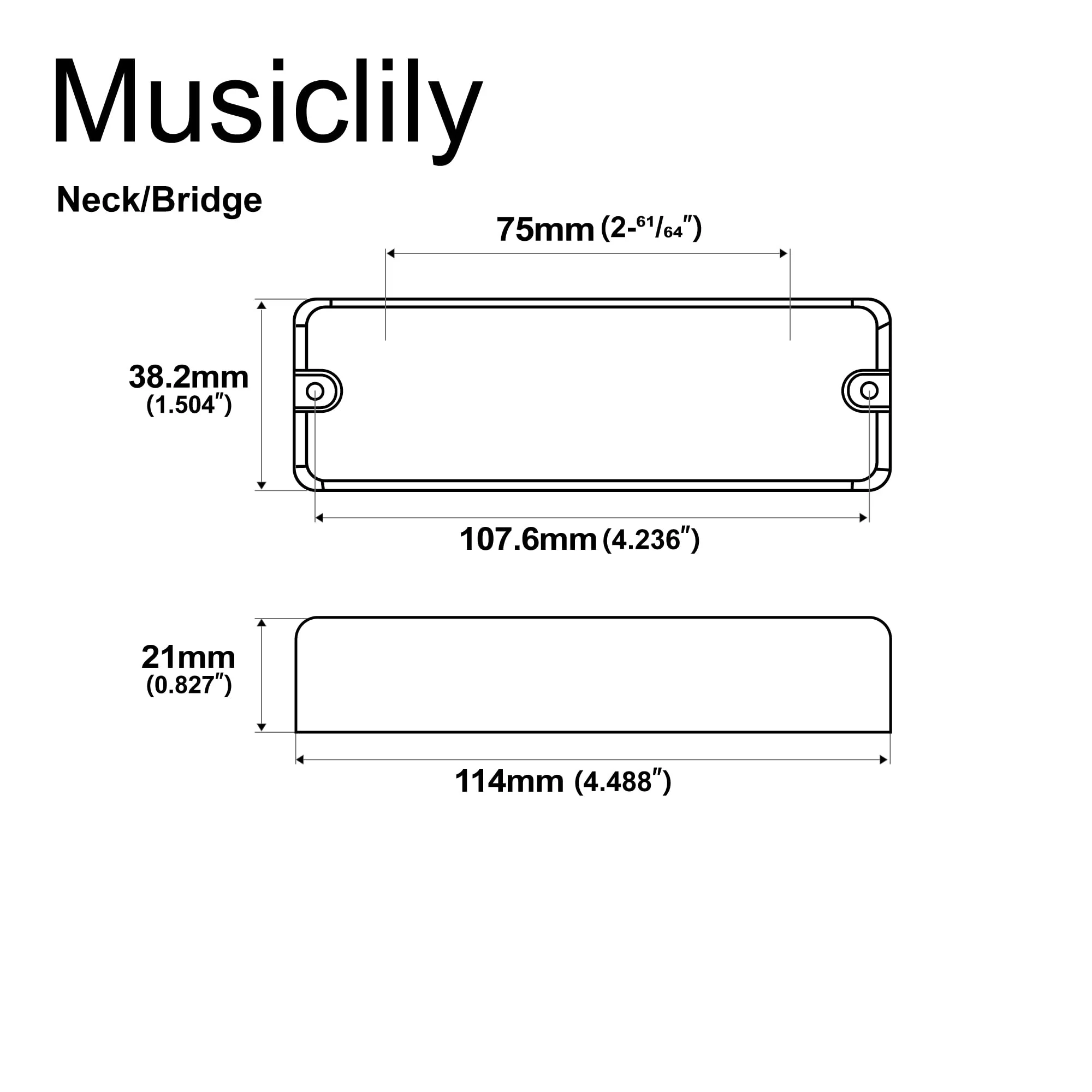 Artec MDC6 Ceramic Magnet Soapbar Style Bass Pickup Neck Bridge Pickups Set 16K for 6-String Bass, Black Black Set - Image 2