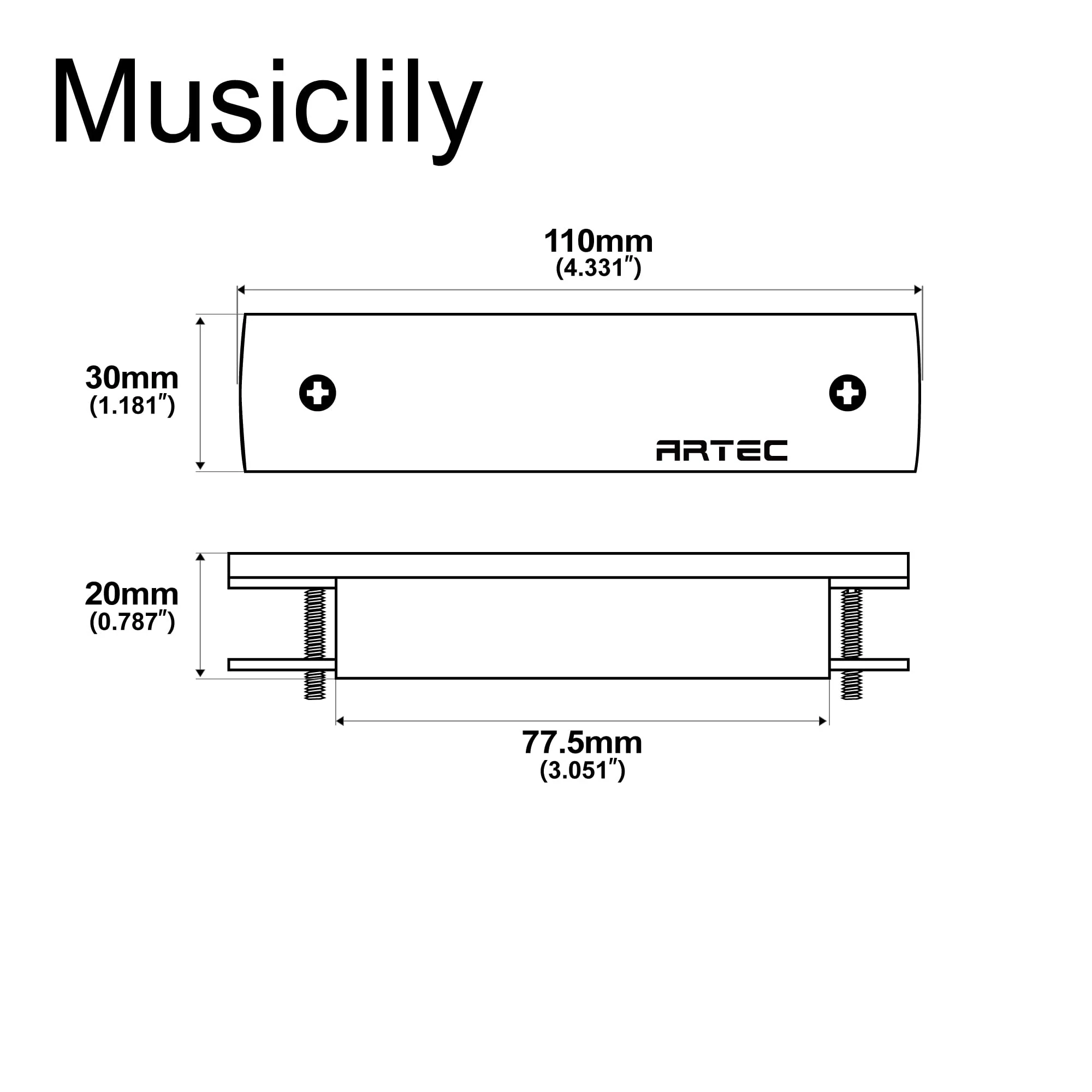 Artec WSHD-OSJ Ceramic Magnet Humbucker Maple Wood Cover Soundhole Pickup 8.4K with OSJ Jack for Acoustic Guitar Maple Cover - Image 2