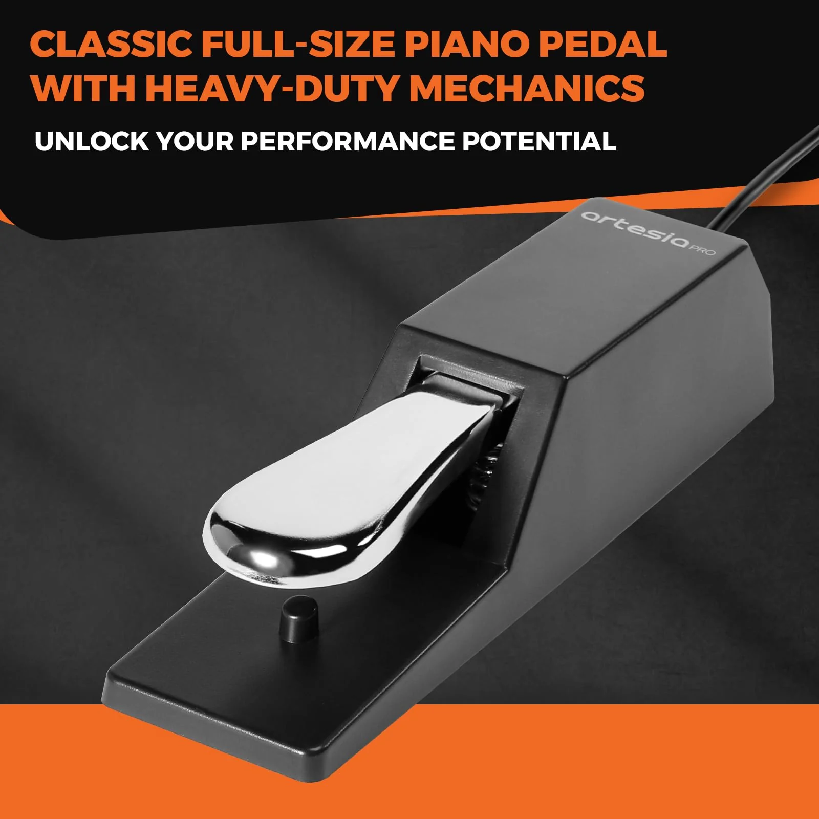 Artesia APII Universal Sustain Pedal with 6 ft (1.8 m) Cable, Polarity Switch, and Non-Slip Bottom, Universal Piano Pedal for Digital Pianos, Piano Keyboards, MIDI Keyboards, and Synthesizers - Image 4
