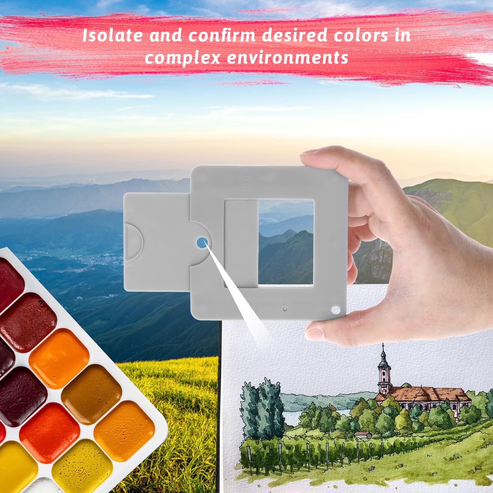 Artist Viewfinder, View Finder with Sliding Mechanism ABS Plastic Optical Viewfinder Color Isolation View Catcher Gray Artist Tool for Painting Drawing Sketching Photography - Image 3