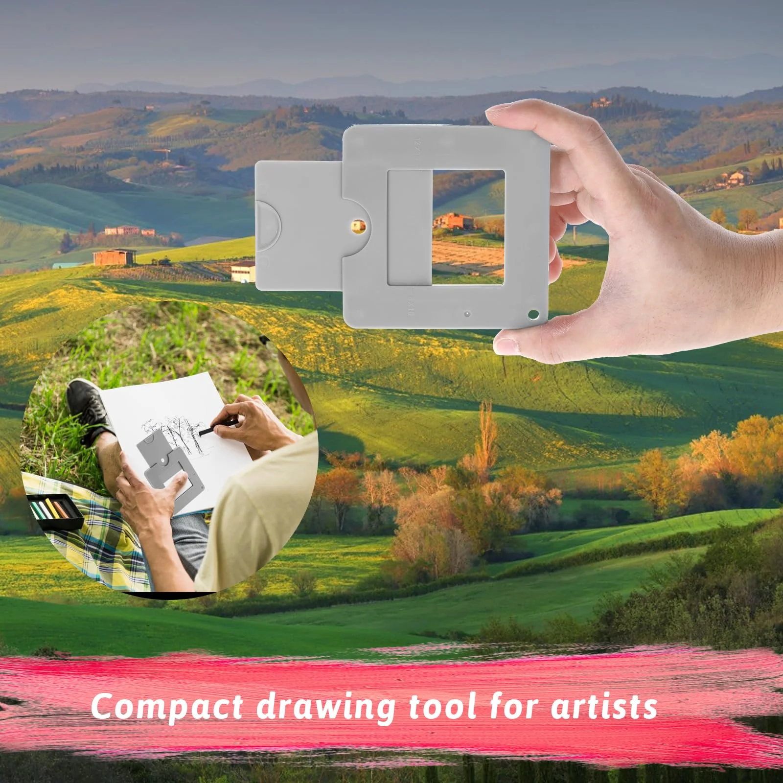 Artist Viewfinder, View Finder with Sliding Mechanism ABS Plastic Optical Viewfinder Color Isolation View Catcher Gray Artist Tool for Painting Drawing Sketching Photography - Image 4