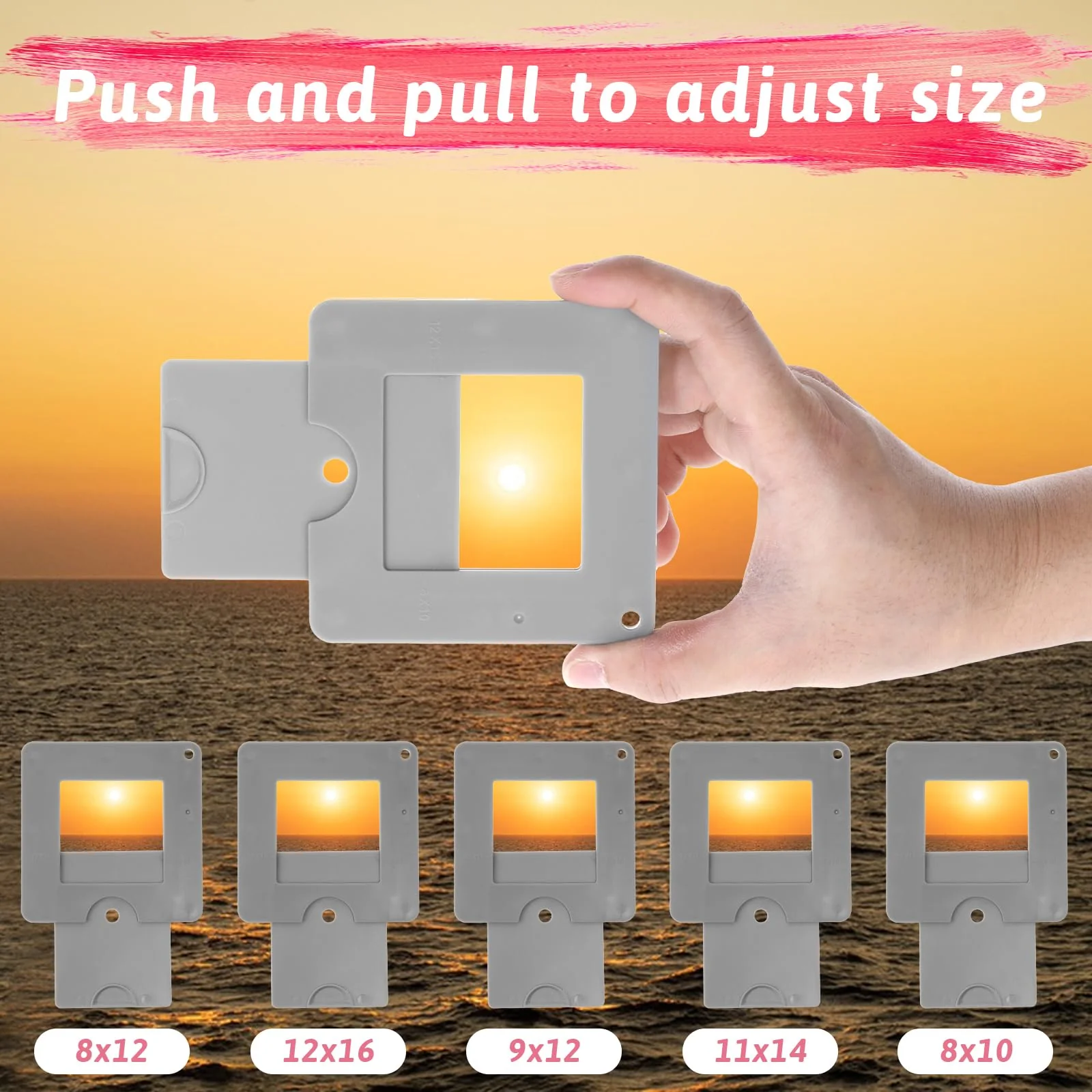 Artist Viewfinder, View Finder with Sliding Mechanism ABS Plastic Optical Viewfinder Color Isolation View Catcher Gray Artist Tool for Painting Drawing Sketching Photography - Image 5