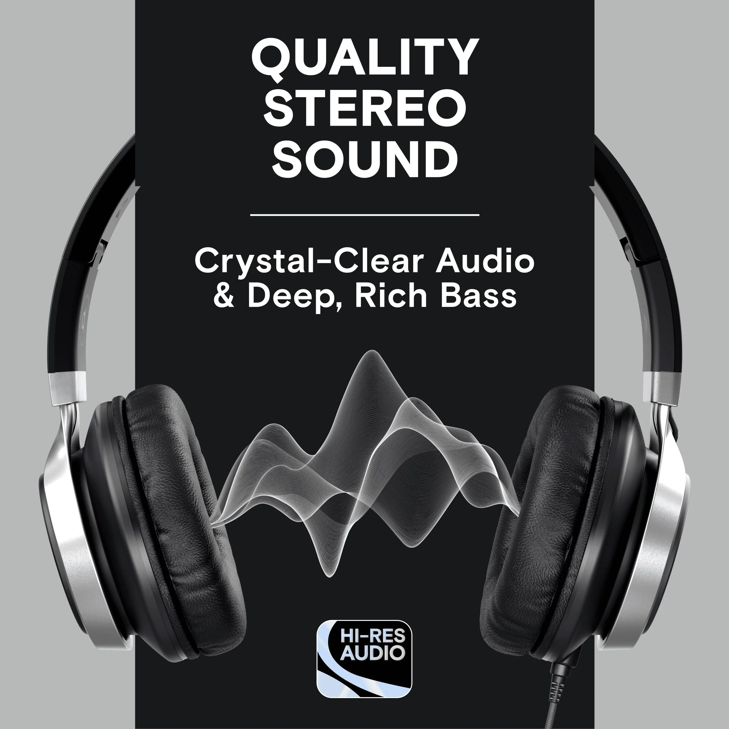 ARTIX CL750 On-Ear Headphones Wired with Mic — Noise Isolating Plug in Headphones, Computer Headphones with Microphone, Headphones for Laptop, Headphones Corded, Headphones with Cord (Aux Jack 3.5mm) Black - Image 2