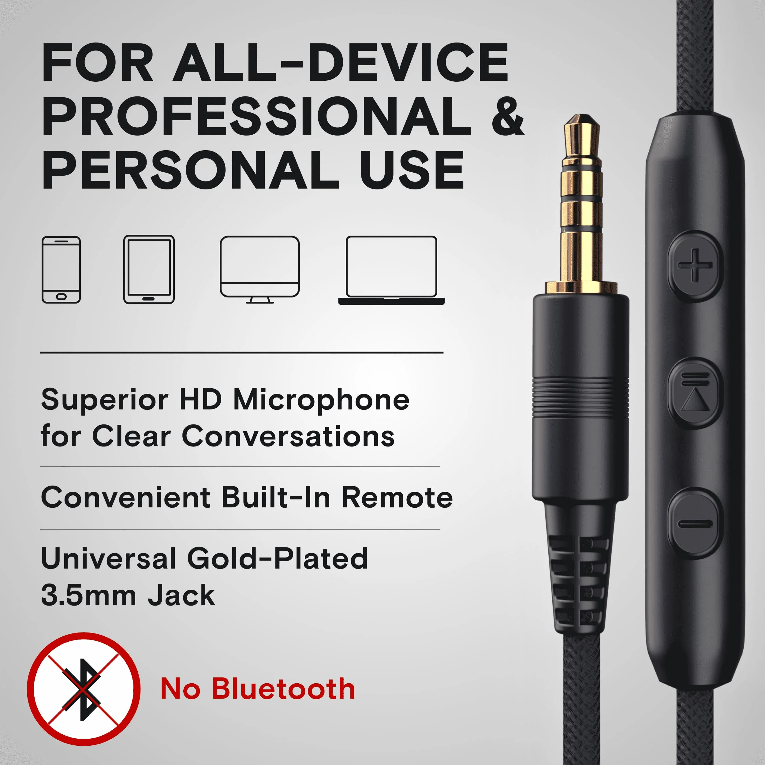 ARTIX CL750 On-Ear Headphones Wired with Mic — Noise Isolating Plug in Headphones, Computer Headphones with Microphone, Headphones for Laptop, Headphones Corded, Headphones with Cord (Aux Jack 3.5mm) Black - Image 5