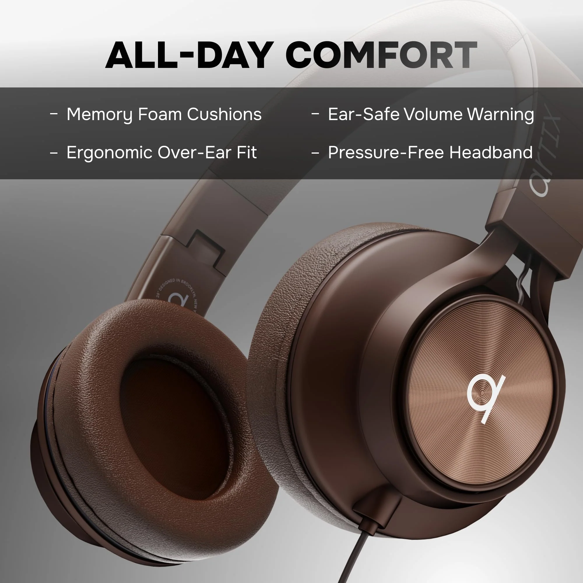 ARTIX Over Ear Headphones Wired with Microphone and Volume Control, Foldable Noise Isolating Headset with Deep Bass for School, Laptop, Computer, Chromebook, Tablet, Travel (3.5mm Jack) Mocha Mousse - Image 8