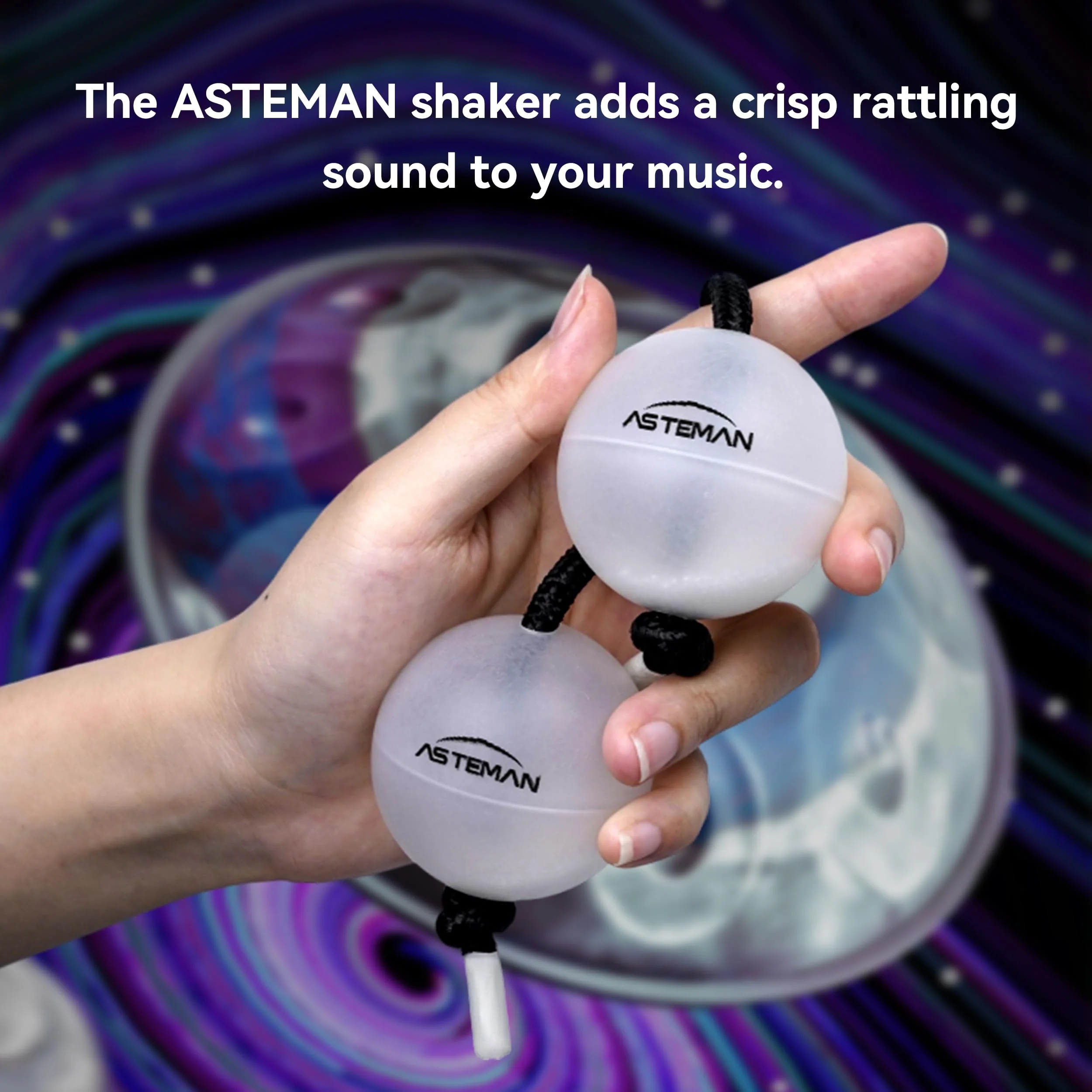 AS TEMAN Rhythm Ball Asalato Shaker Kashaka Percussion Instrument,Suitanle for Adult Beginners,White Balls with Black String(Single-Handed Two Balls) - Image 5