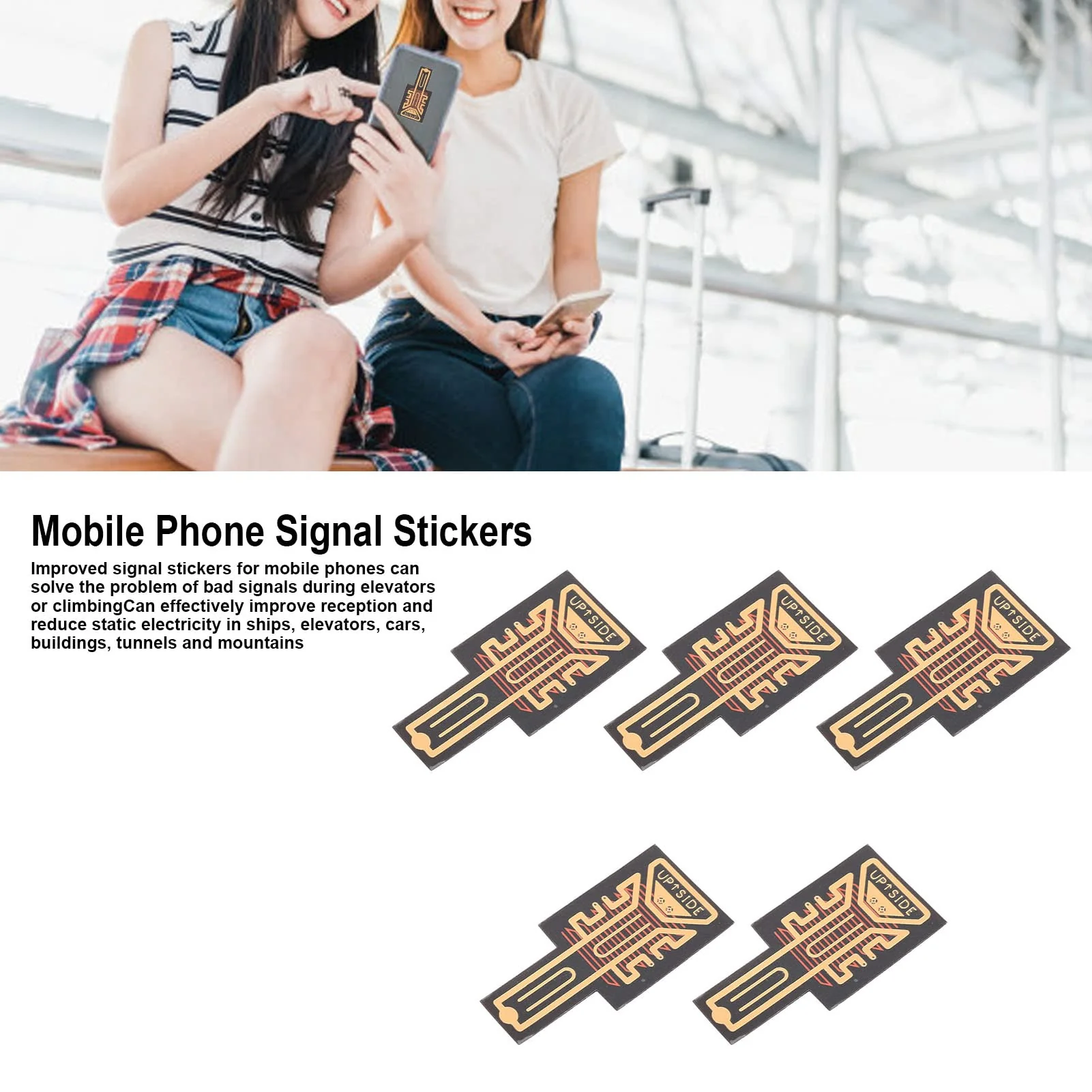 ASHATA 5Pcs Cell Phone Booster Sticker, Mobile Phone/Walkie Talkies/Buzzers Enhancement Sticker for Outdoor Camping Elevators Tunnels and Mountains - Image 3
