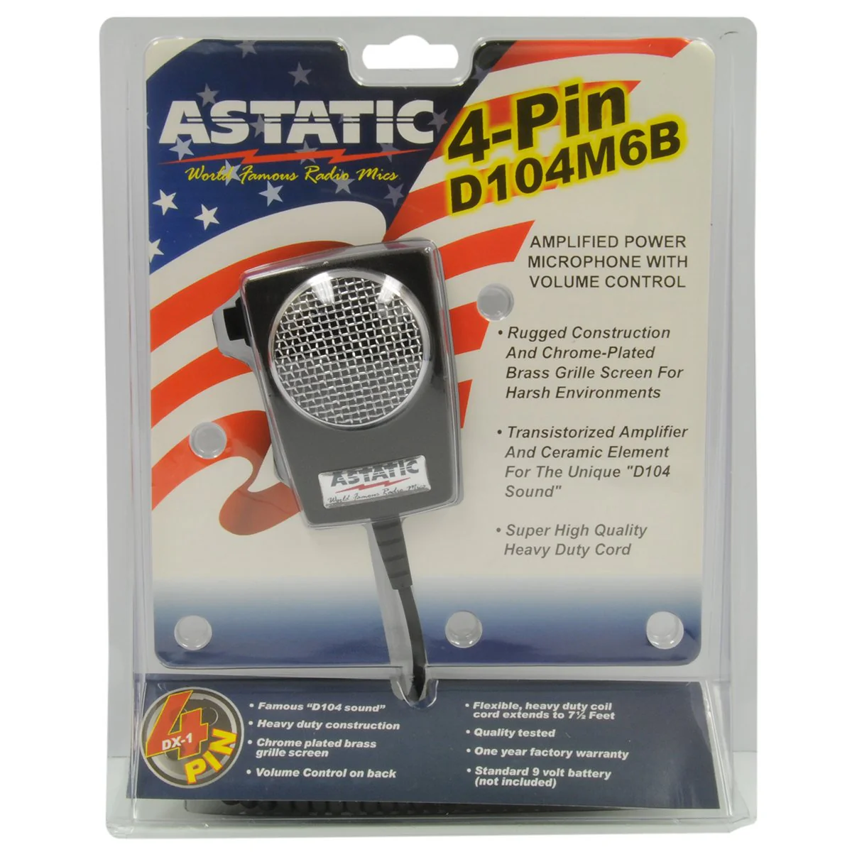 Astatic 302-10005 D104M6B Amplified Ceramic Power 4-Pin CB Microphone, Black - Image 2