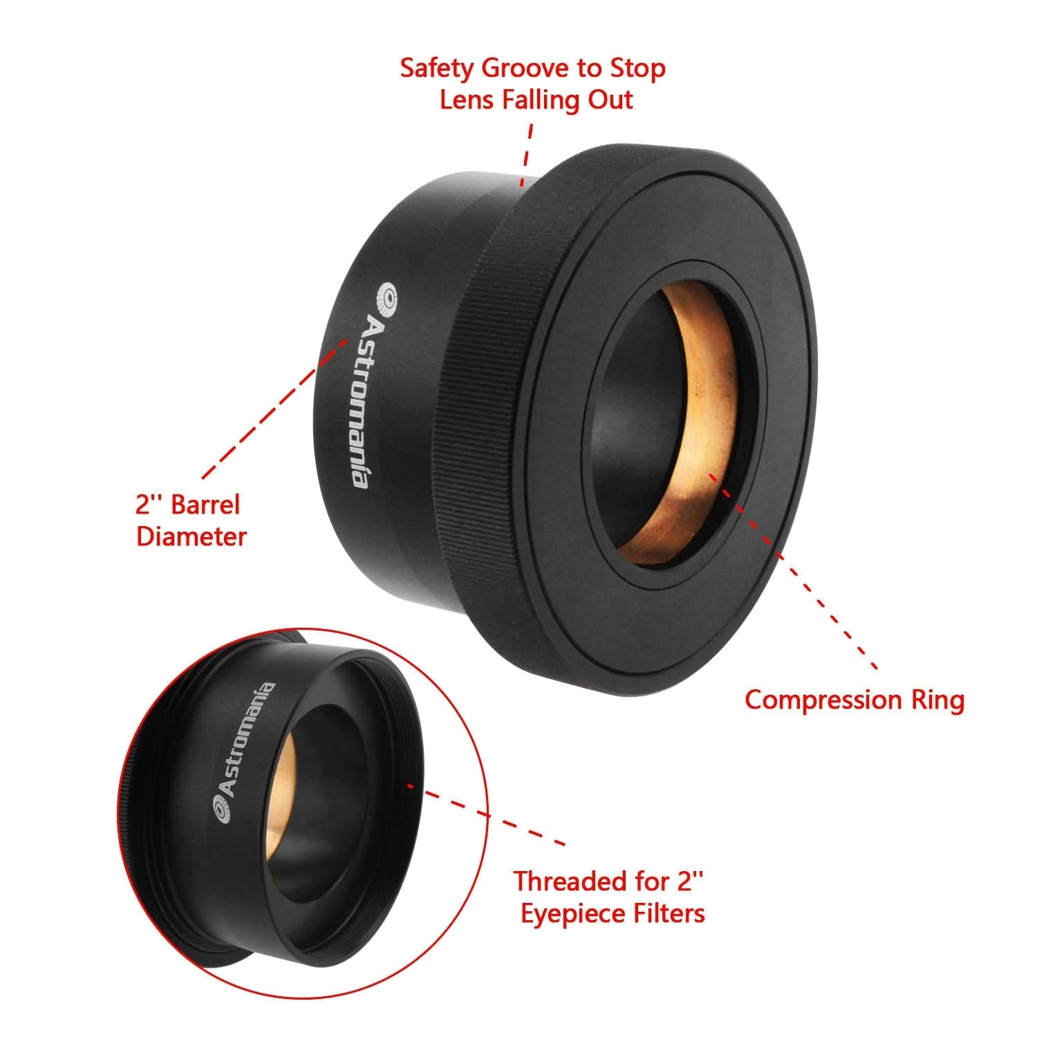 Astromania 1.25" / 2" Twist-lock adapter - firmly and gently holds and centres your eyepieces - Image 2