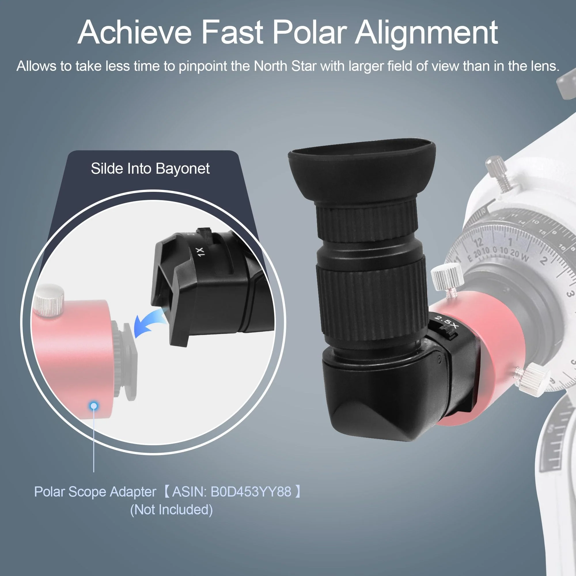 Astromania 1X/2.5X Magnification Right Angle Viewfinder with 6 Mounting Adapters for DSLR Camera Such as Canon, Nikon, Pentax, Minolta, Dynax, Samsung, Olympus - Image 3