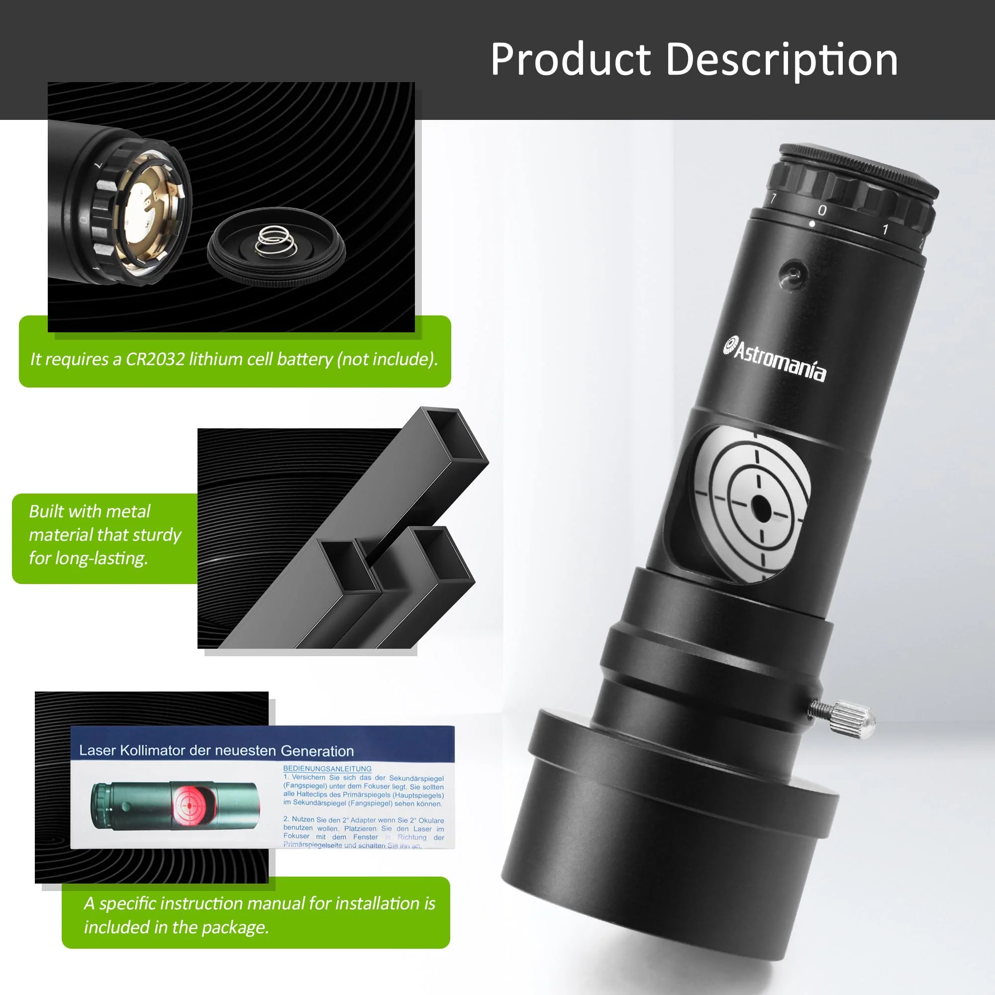 Astromania Alignment 1.25" Next Generation Laser Collimator 2" Adaptor for Newtonian Telescopes - Image 7