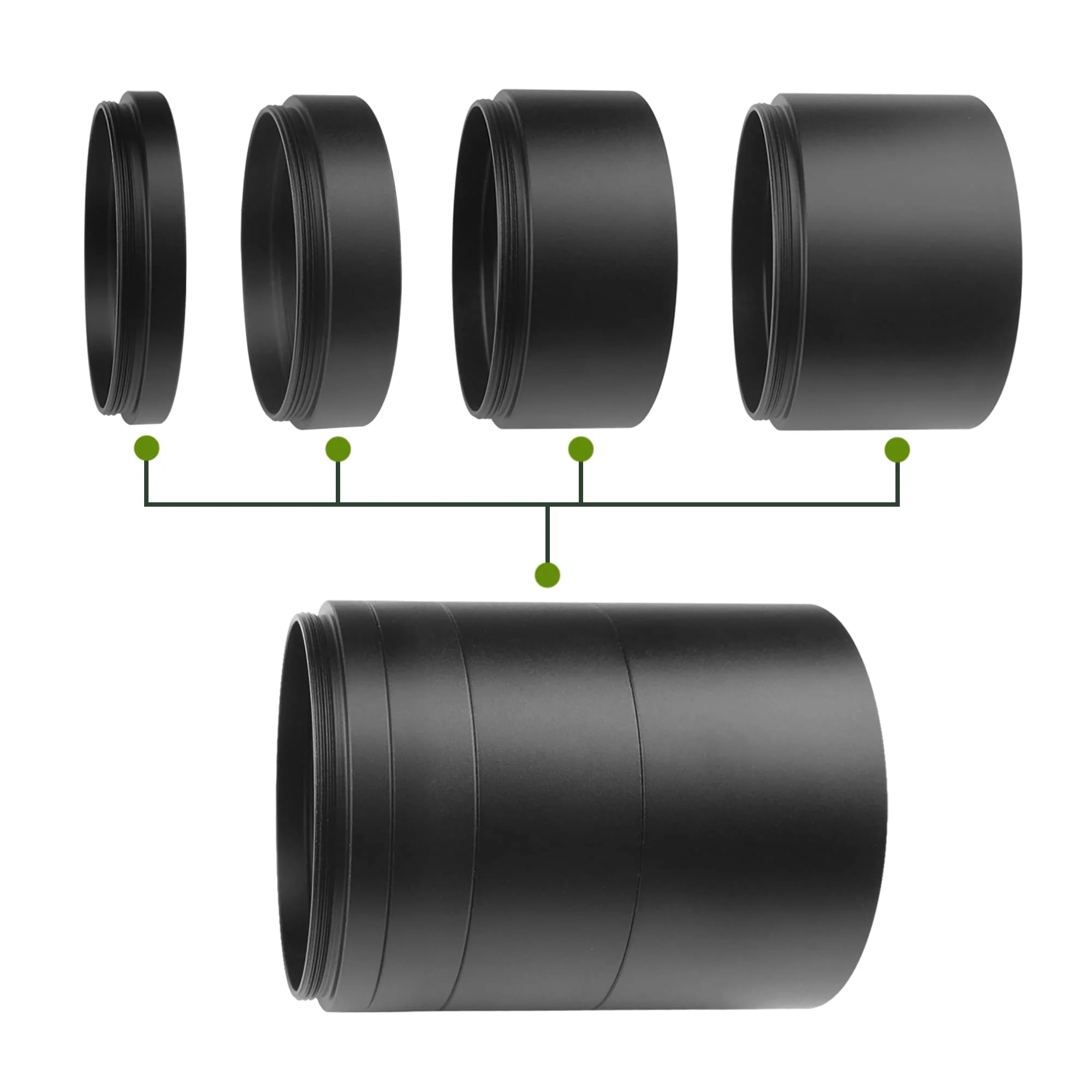 Astromania Astronomical 2"/M48-extension Tube Kit for cameras and eyepieces - Length 5mm 10mm 20mm 30mm - M48x0.75 on Both Sides - Image 2