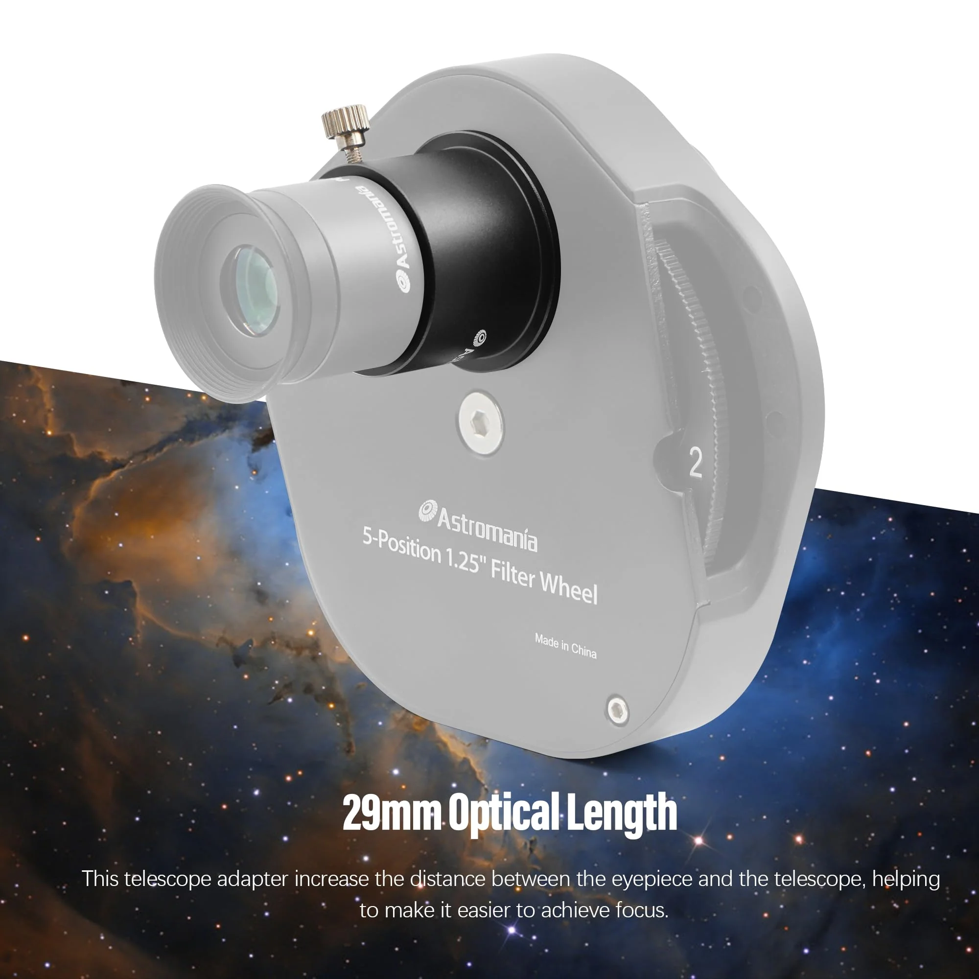 Astromania M42X0.75 Male Thread to 1.25" Adapter - converts from the T-2 Internal Thread to the Standard 1.25" Barrel Dimension - Image 2