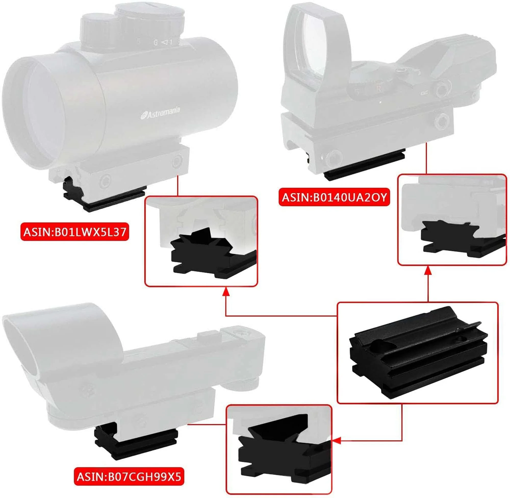 Astromania Plate for The Flash Shoe of DSLR Cameras - Mount The 1X40RD Reflex Red Green Dot Sight to DSLR Cameras - Image 2