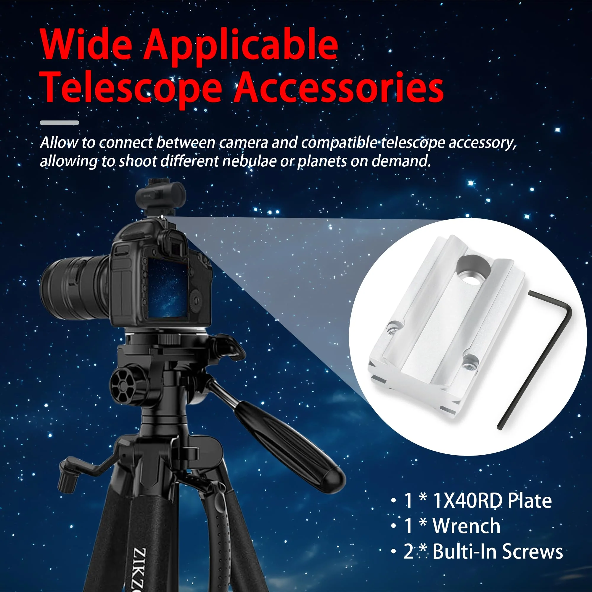 Astromania Silver Plate for The Flash Shoe of DSLR Cameras - Mount The 1X40RD Reflex Red Green Dot Sight to DSLR Cameras - Image 7