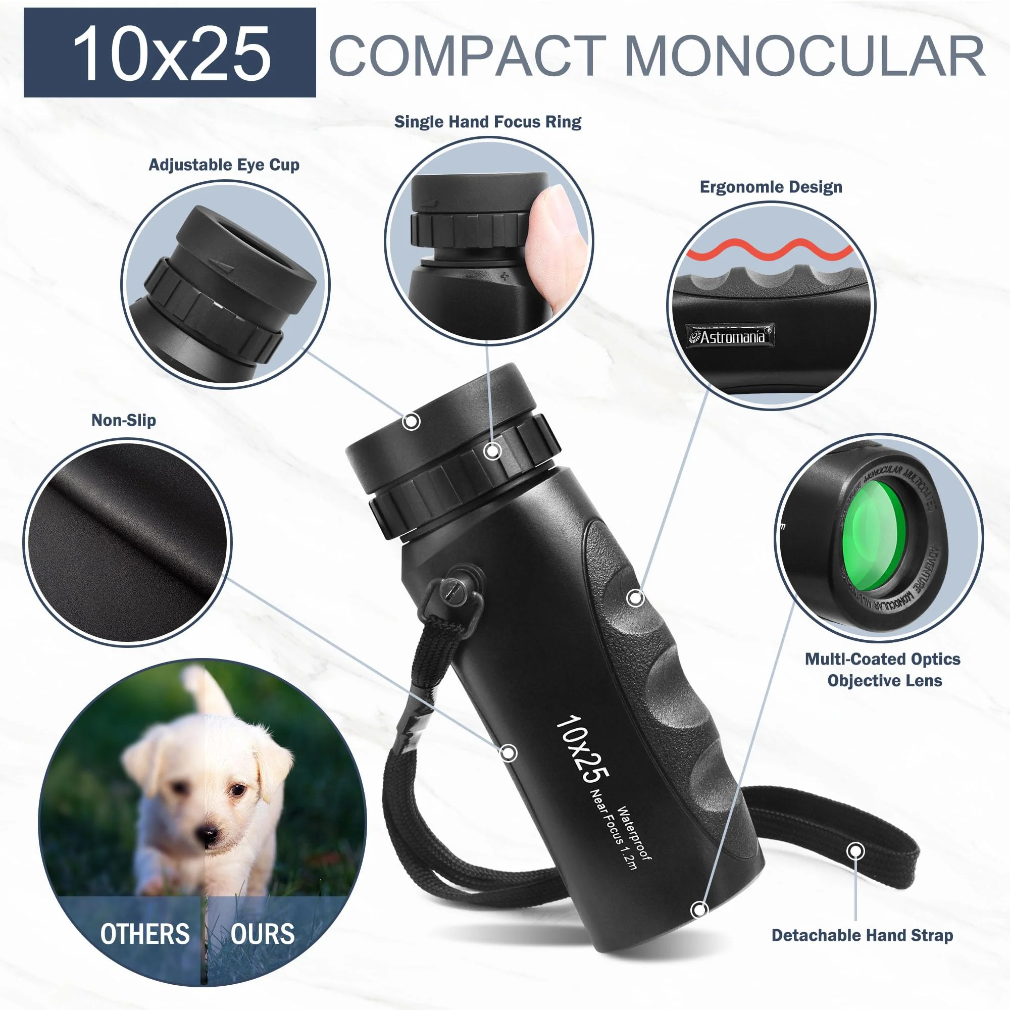 Astromania Upgraded 10x25 Waterproof Compact Monocular, Smaller Size Easier to Carry Around for Bird Watching Hunting Camping Hiking Sport Game Concerts - Image 3