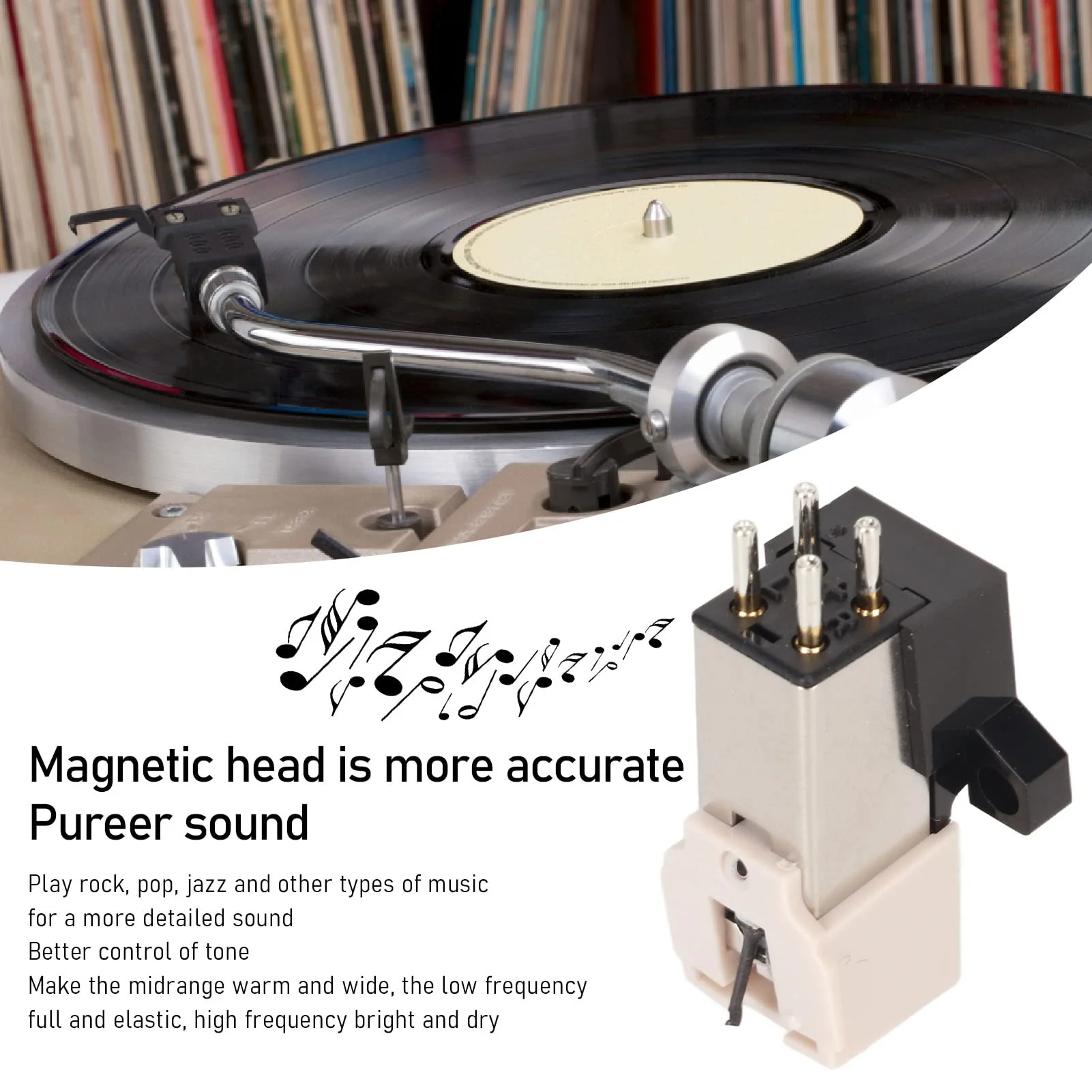 AT-3600L Magnetic Cartridge, Magnetic Cartridge with Needle, High Accuracy Replacement Magnet Turntable Cartridge for Turntable Record Player - Image 4