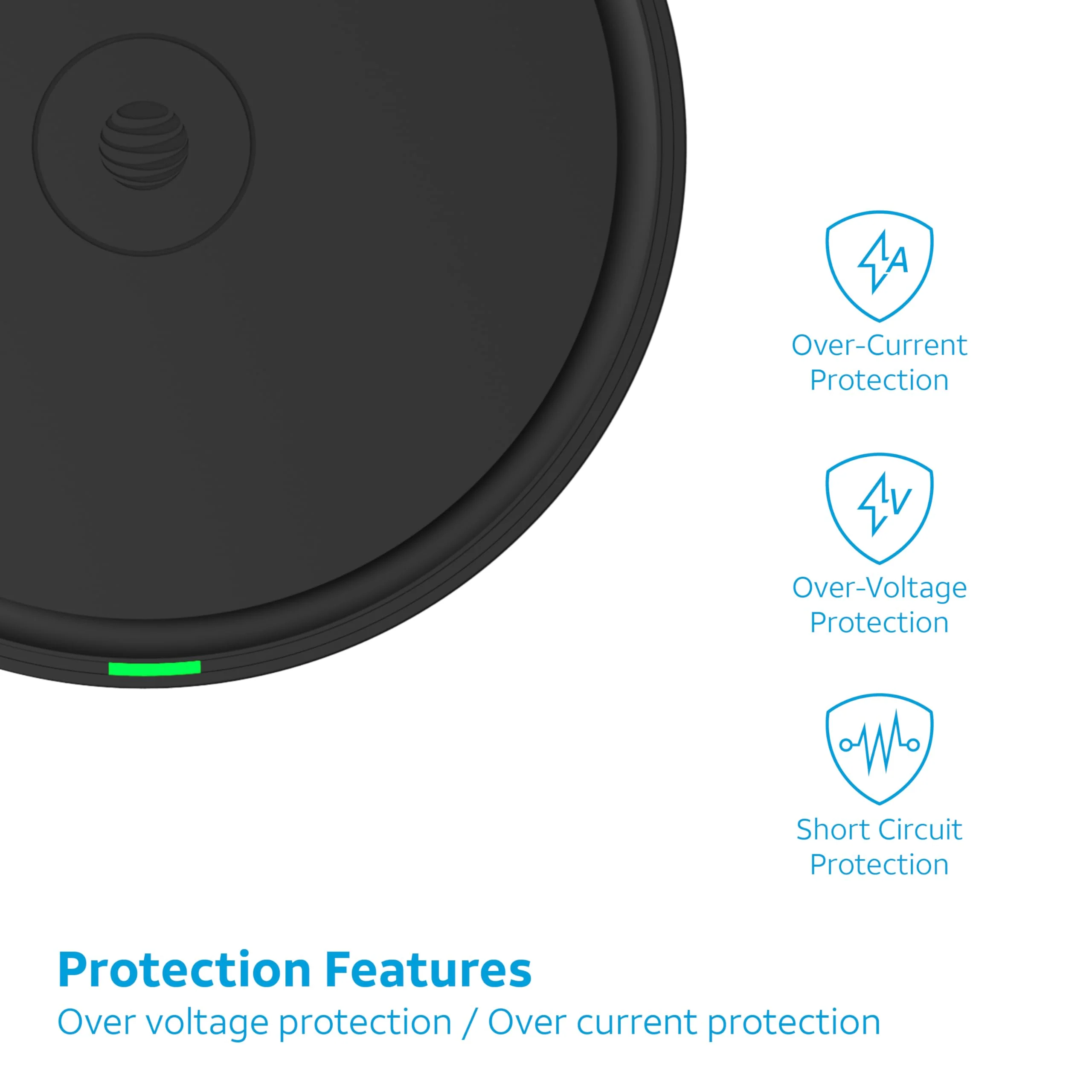 AT&T 15W Qi Certified Case-Friendly Wireless Charging Pad for Apple iPhone, Google Pixel, and Samsung Galaxy (Black) with type C to C cable Black - Image 4