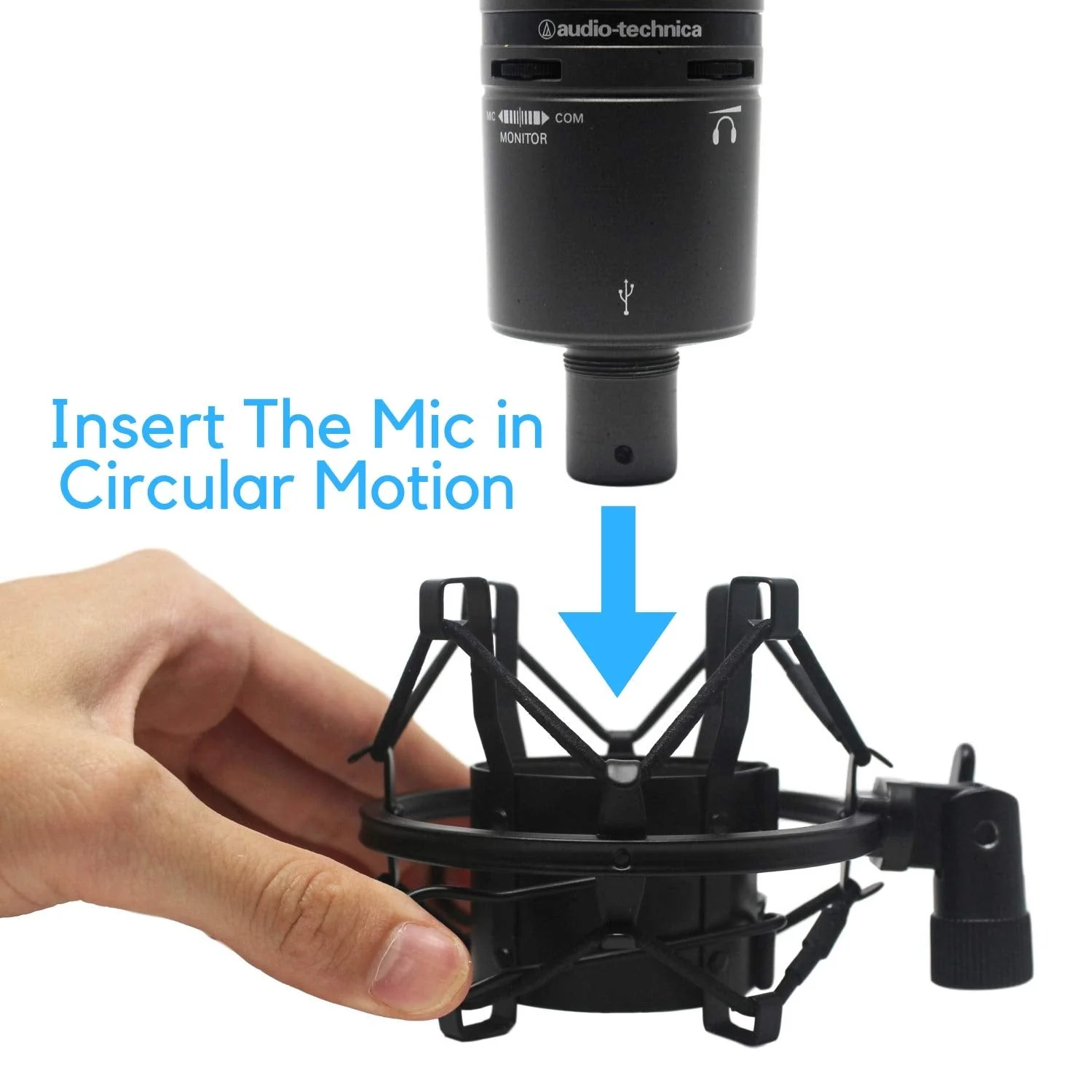 AT2020 Foam Windscreen with Shock Mount by Vocalbeat - Mount Made from Quality Materials to Eliminate Vibrations - Acoustic Foam Act as a Pop Filter for your Mic - Black Bundle - Image 7