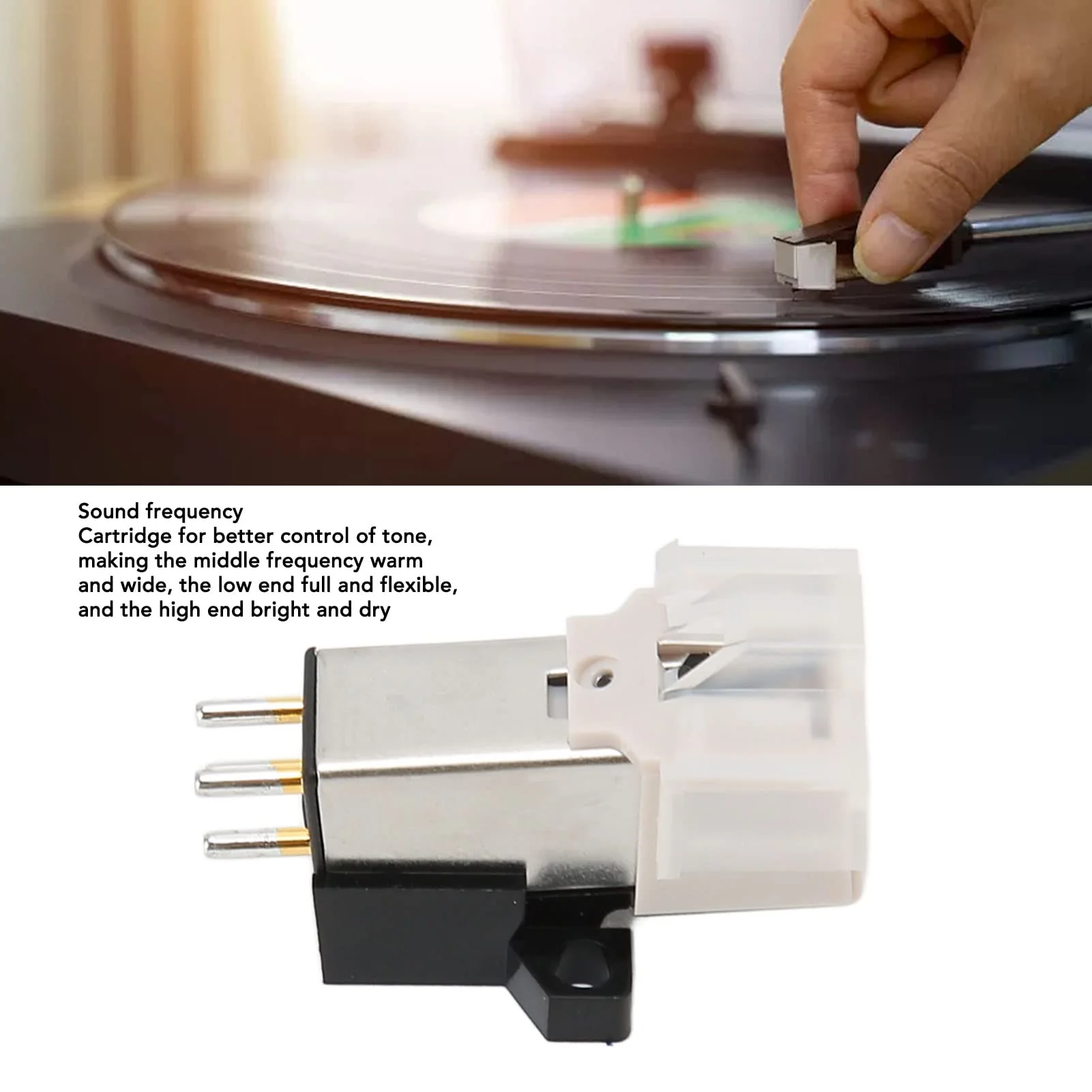 AT3600L Magnetic Cartridge, Moving Magnet Turntable Cartridge Phono Headshell Mount, Stereo Record Player Needle Replacement Phonograph Cartridge - Image 3