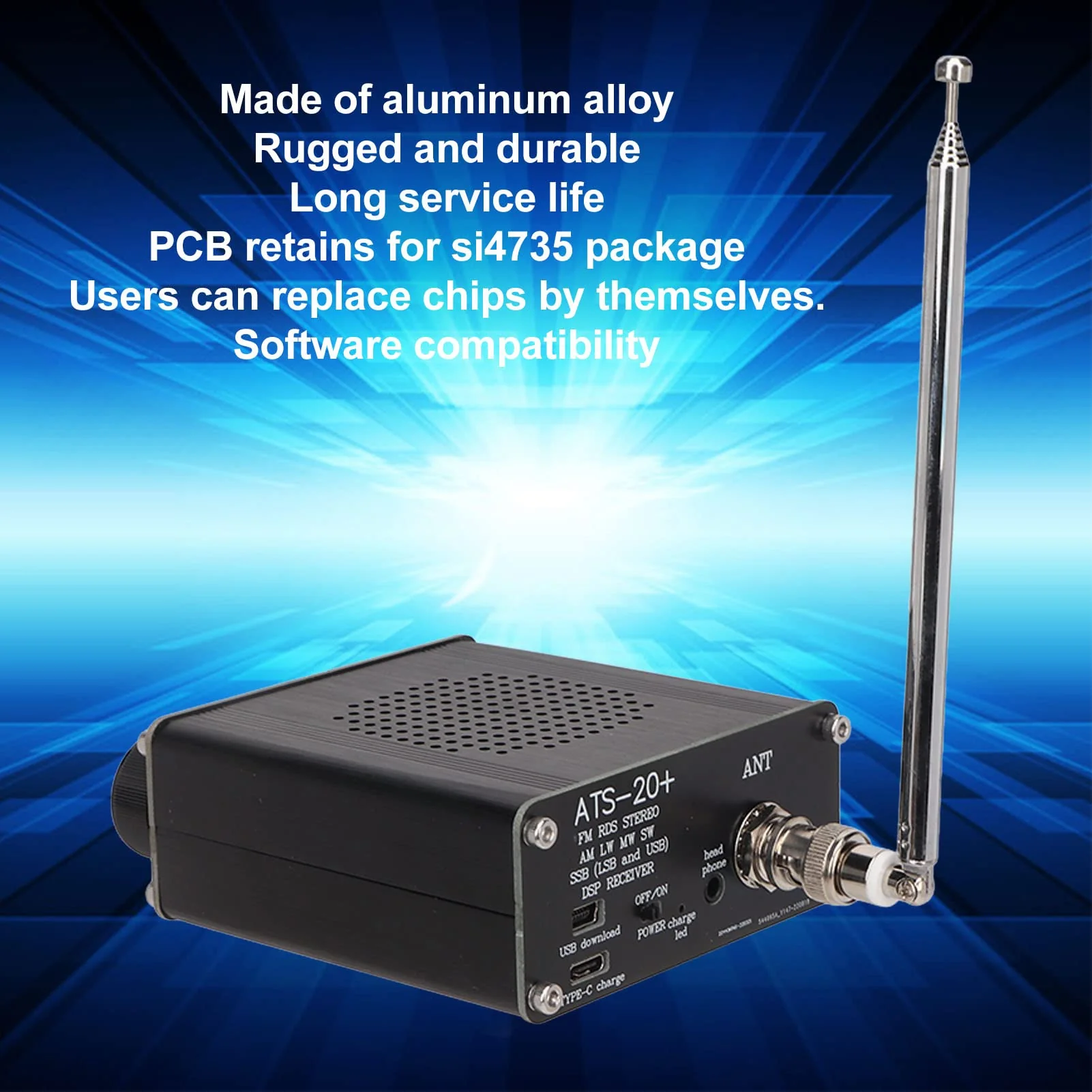 ATS 20+ Full Band Radio Receiver FM AM MW SW and SSB LSB USB, Portable Handheld Radio with Speaker, Antenna, for Outdoor Camping Home - Image 2
