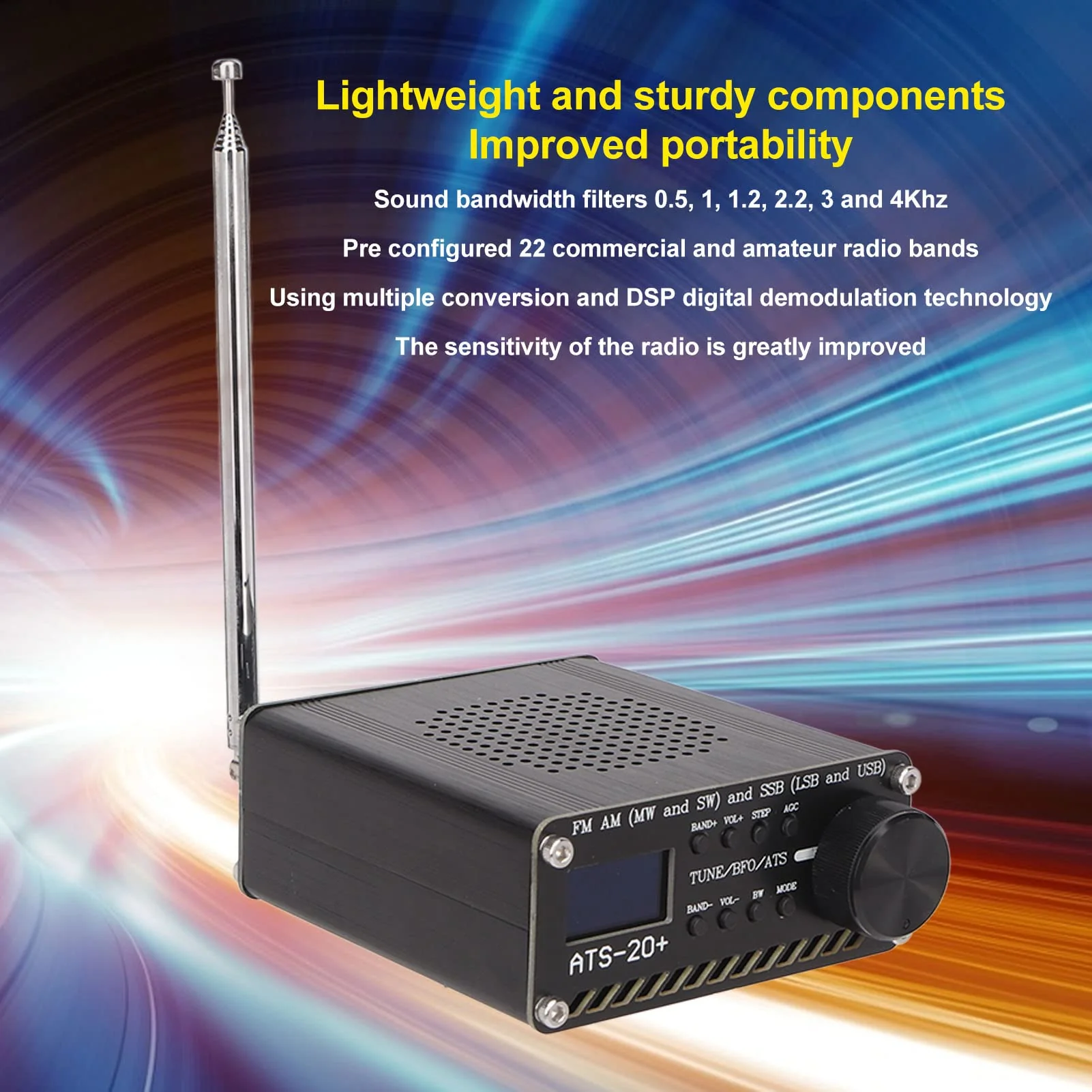 ATS 20+ Full Band Radio Receiver FM AM MW SW and SSB LSB USB, Portable Handheld Radio with Speaker, Antenna, for Outdoor Camping Home - Image 3