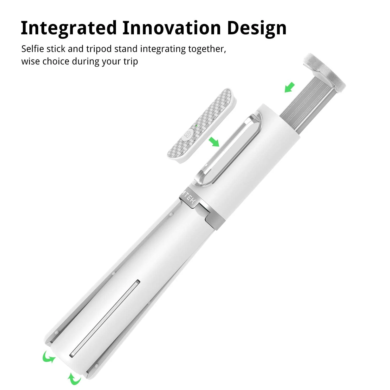 ATUMTEK Selfie Stick Tripod, Extendable 3 in 1 Aluminum Bluetooth Selfie Stick with Wireless Remote and Tripod Stand for iPhone 16/15/14/13/12/11 Pro Max/XS Max/XS/XR/X/8/7, Samsung Smartphones White - Image 2