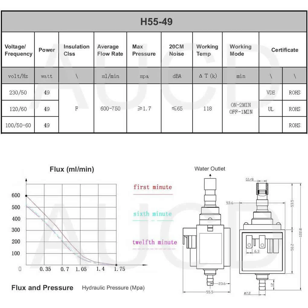 AUCD AC 55DCB 49W 55DCB For 1500W 3000W Smoke Fog Machine Oil Pump Steam Iron Fogger Purifier Sprayer Water Motor Parts H55-49 H55-49-110 - Image 3