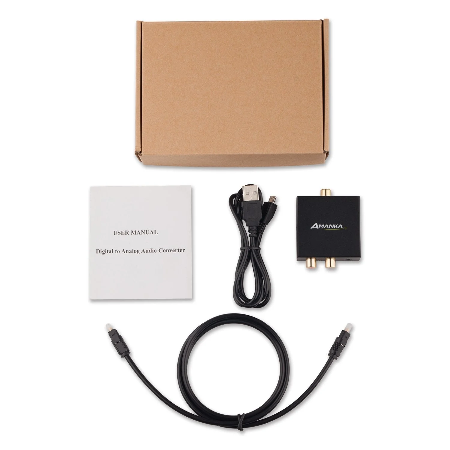Audio Converter, AMANKA Digital to Analog Audio Decoder with Digital Optical Toslink and Coaxial Inputs to Analog RCA and AUX 3.5mm (Headphone) Outputs Fiber Cable Included DAC with toslink cable - Image 7