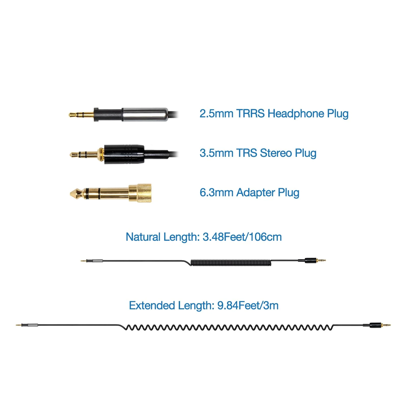 Audio DJ Headphone Cable Cord Line Plug Compatible with Pioneer HDJ500 HDJ700 HDJ1500 HDJ 500 700 1500 Headset Extended Coiled Spring Dj Wire - Image 3