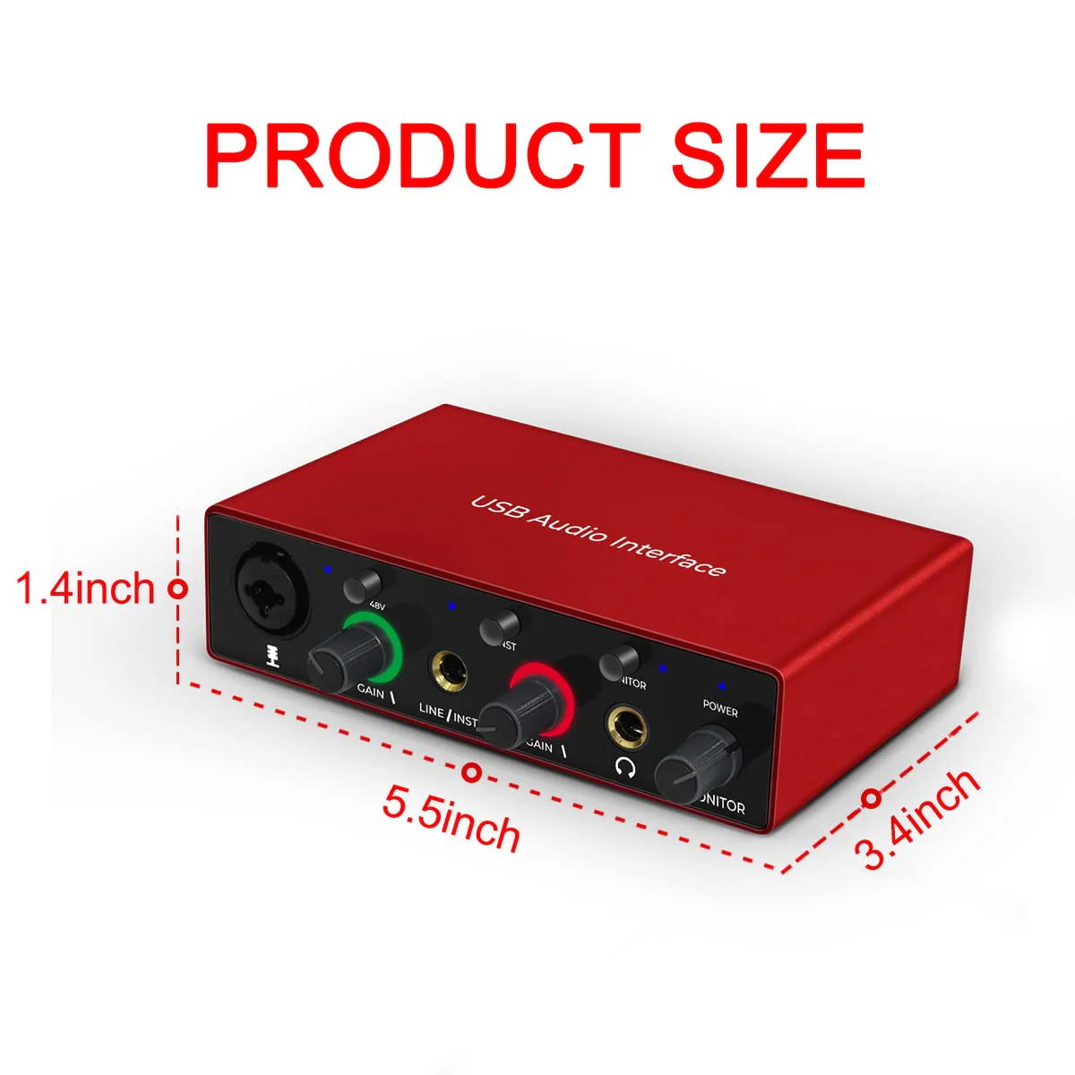 Audio Interface Audio Interface for PC USB Interface mixer recorder with 48V Phantom Power 24 Bit Support Table Mac OS PC Audio Equipments & Music Instruments (No DAW include) - Image 3
