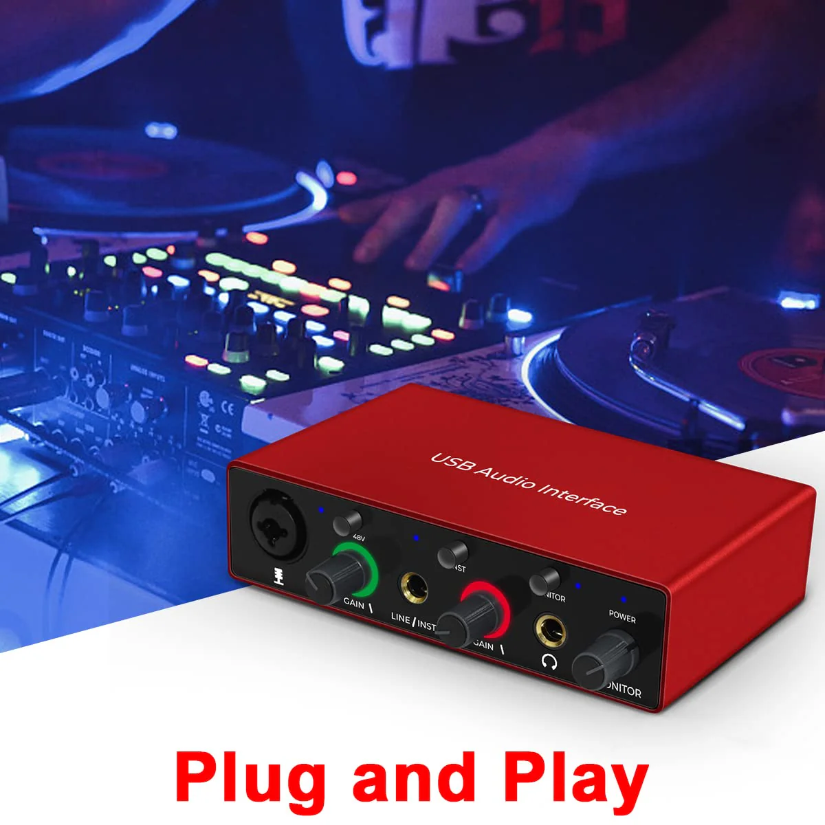 Audio Interface Audio Interface for PC USB Interface mixer recorder with 48V Phantom Power 24 Bit Support Table Mac OS PC Audio Equipments & Music Instruments (No DAW include) - Image 5