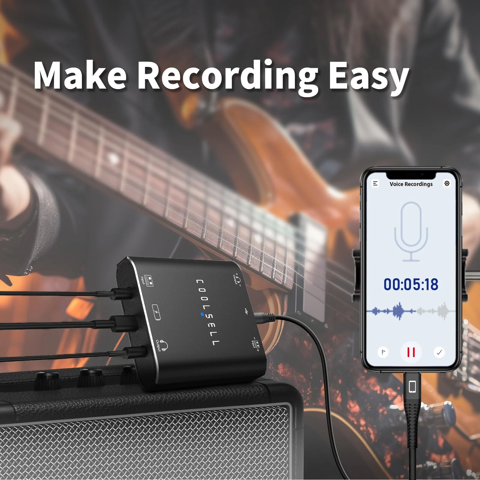 Audio Interface, Stereo 24Bit/192kHz USB C & iPhone Guitar Interface for Recording, Live Streams and Podcasting, Compatible with iPhone, iPad, Mac, Android and PC G42 - Image 4