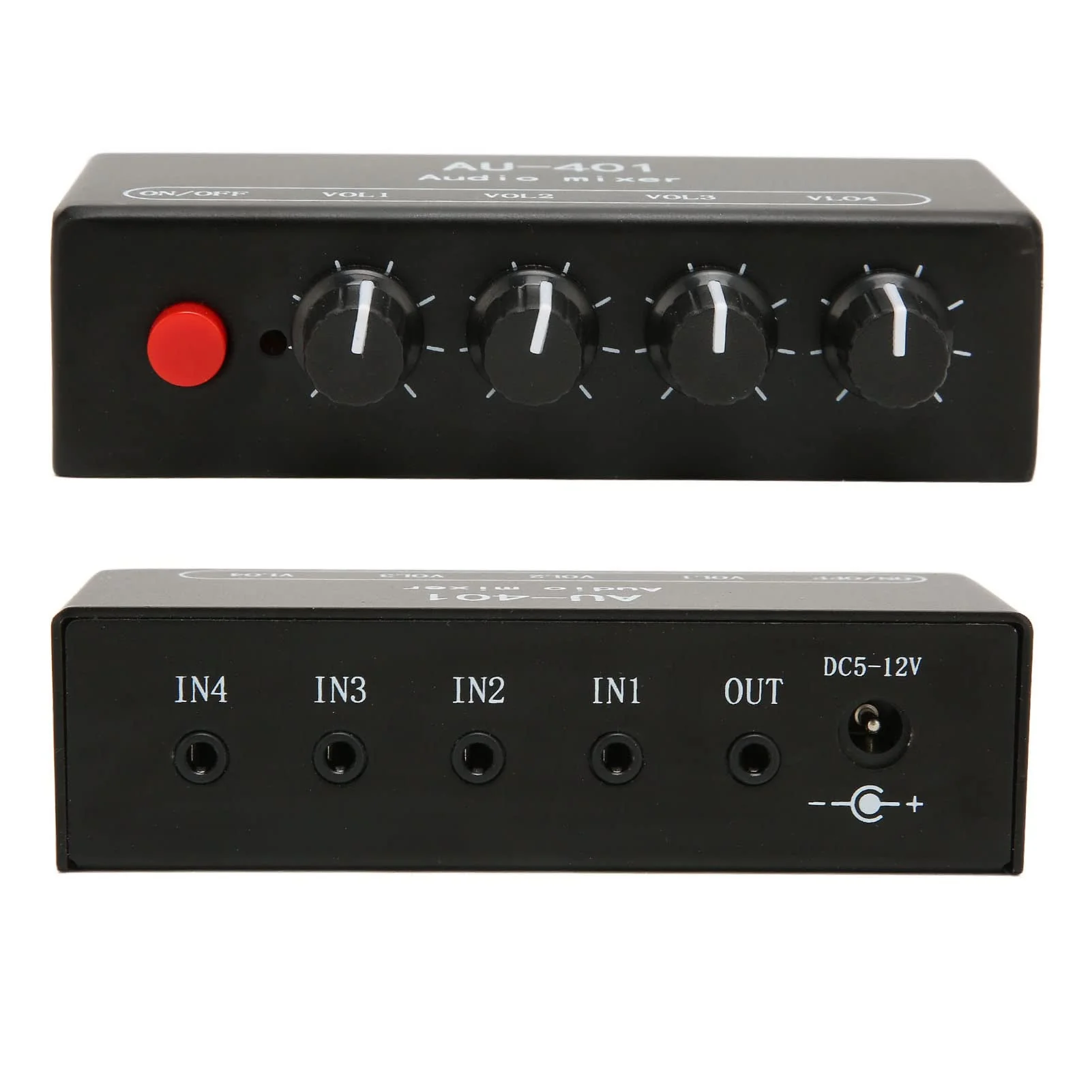 Audio Mixer, 4 in 1 Out Independent Volume Control 3.5mm Stereo Socket 2x Amplification Line Mixer Anti Interference Metal Housing Mini Audio Mixer for PC, Cell Phones, Laptops - Image 5