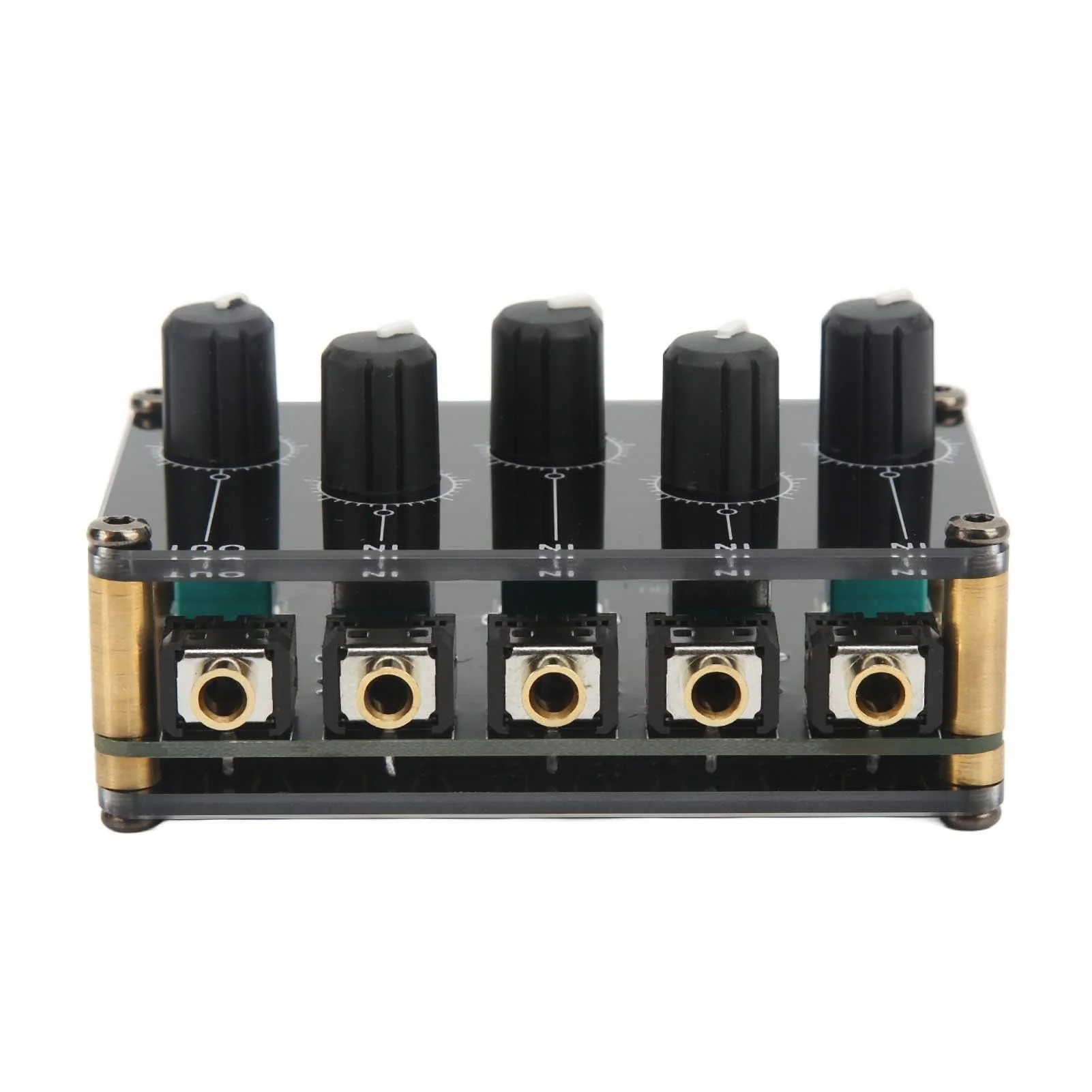 Audio Mixer, 4 Input 1 Output Mini Low Noise Sound Board Console Portable Passive Stereo Audio Mixer Mini Stereo Live Studio Console Audio Recording Mixers Music Mixer Machine - Image 7