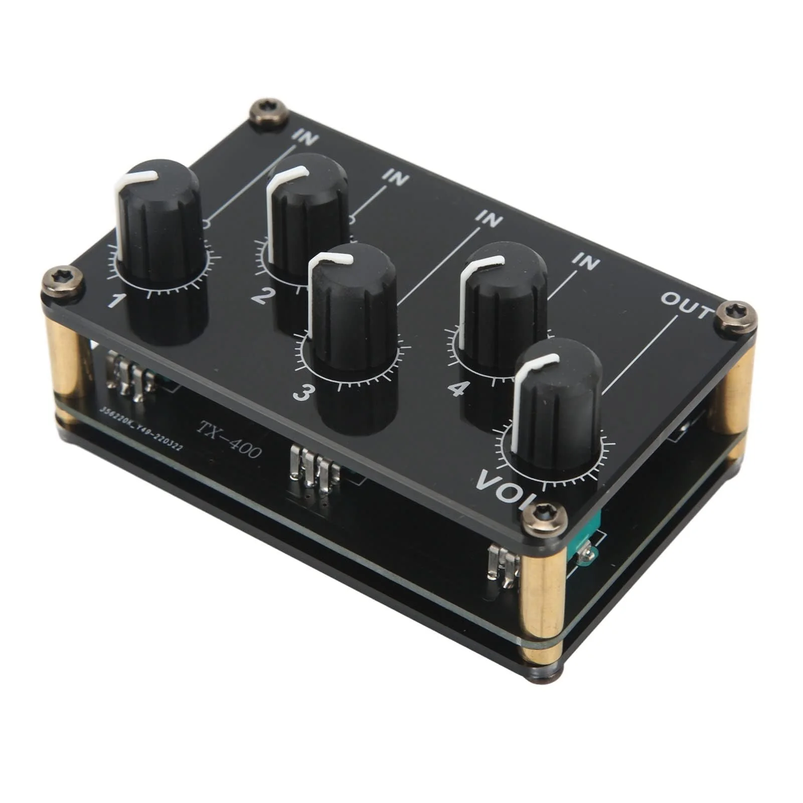 Audio Mixer, 4 Input 1 Output Mini Low Noise Sound Board Console Portable Passive Stereo Audio Mixer Mini Stereo Live Studio Console Audio Recording Mixers Music Mixer Machine - Image 9