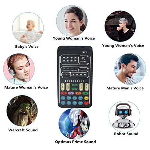 Audio Mixer, I9 Voice Changer Set Live Sound Card for Live Streaming, Multifunction Portable Recording Mini Sound Card Audio Mixer for Game Anchor Recording Computer (English Version) - Image 5