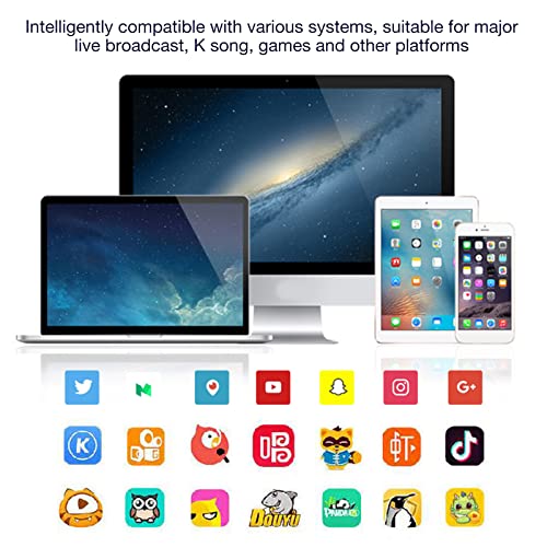 Audio Mixer, I9 Voice Changer Set Live Sound Card for Live Streaming, Multifunction Portable Recording Mini Sound Card Audio Mixer for Game Anchor Recording Computer (English Version) - Image 6