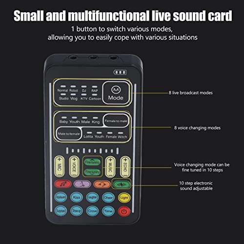 Audio Mixer, I9 Voice Changer Set Live Sound Card for Live Streaming, Multifunction Portable Recording Mini Sound Card Audio Mixer for Game Anchor Recording Computer (English Version) - Image 7