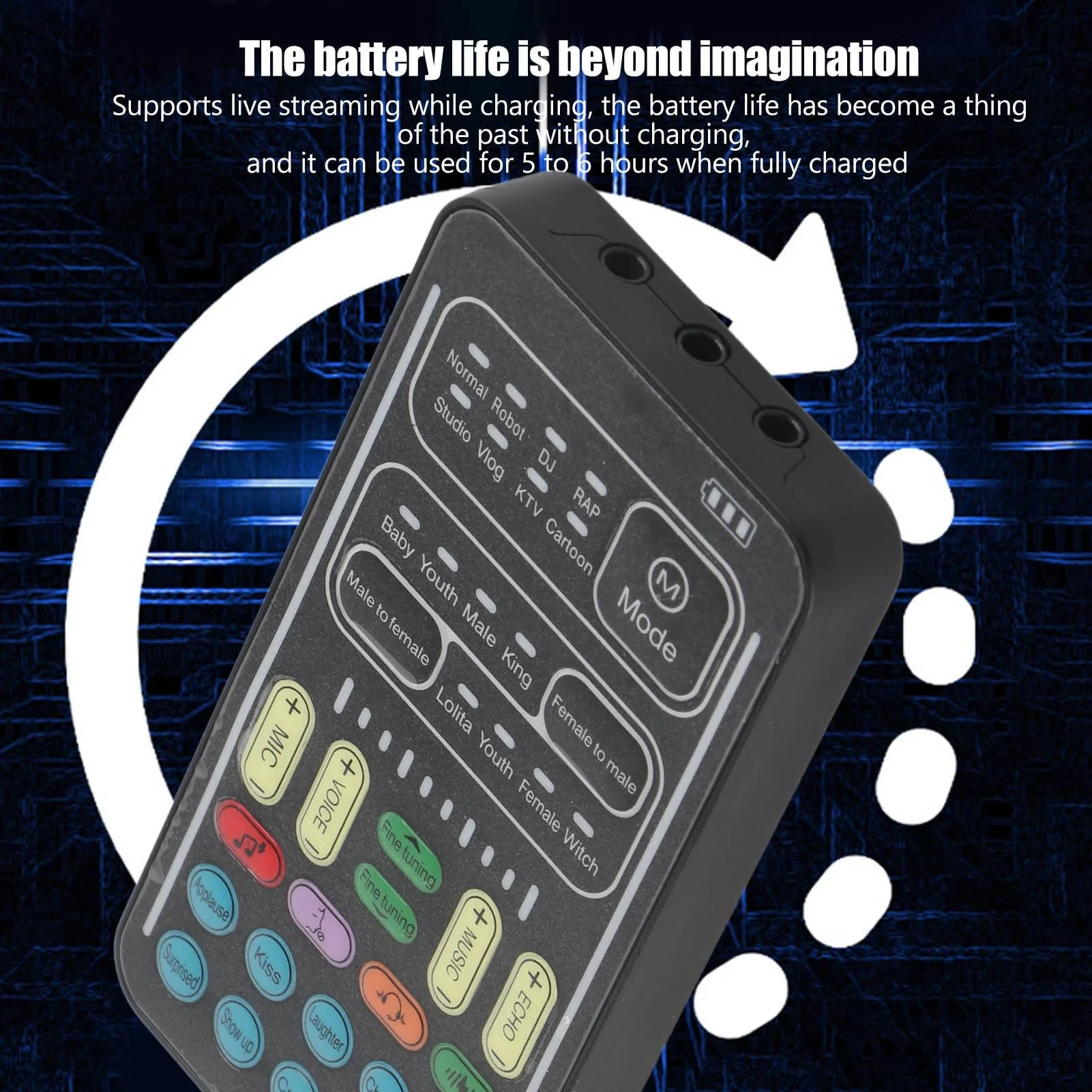 Audio Mixer, I9 Voice Changer Set Live Sound Card for Live Streaming, Multifunction Portable Recording Mini Sound Card Audio Mixer for Game Anchor Recording Computer (English Version) - Image 9