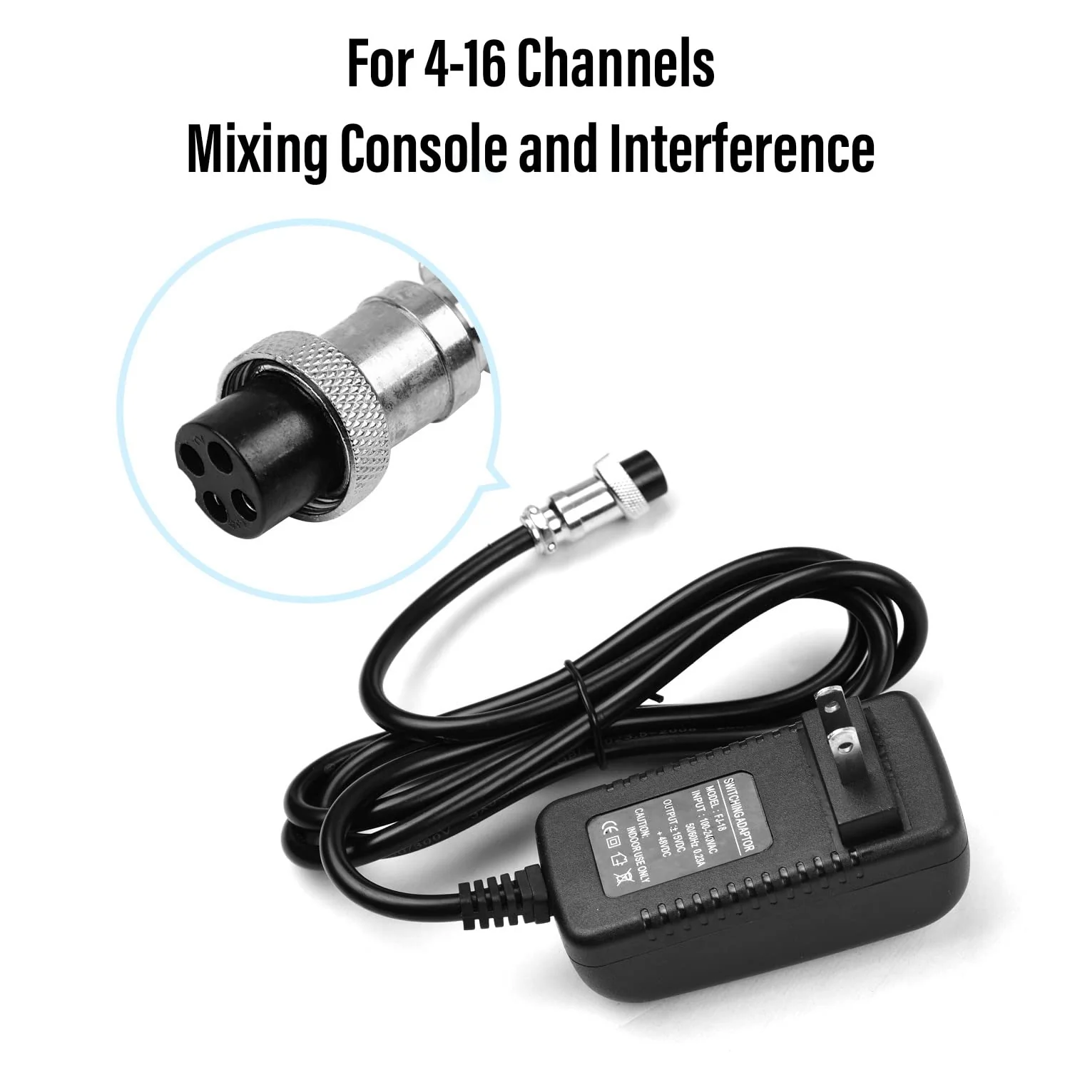 Audio Mixer Power Supply Adapter for F4 / F7 / CT4-16 Universal 2-16 Channels Professional Sound Mixing Console Board with 15VDC 4-Pin-Hole Connector for Home Karaoke Signing and PA System - Image 3